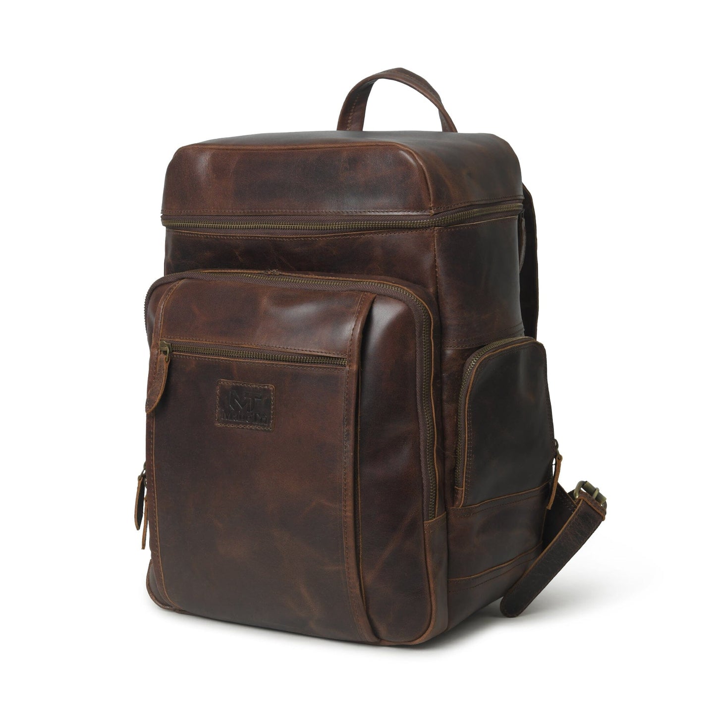 Alpha Brown Buffalo Leather Travel Backpack