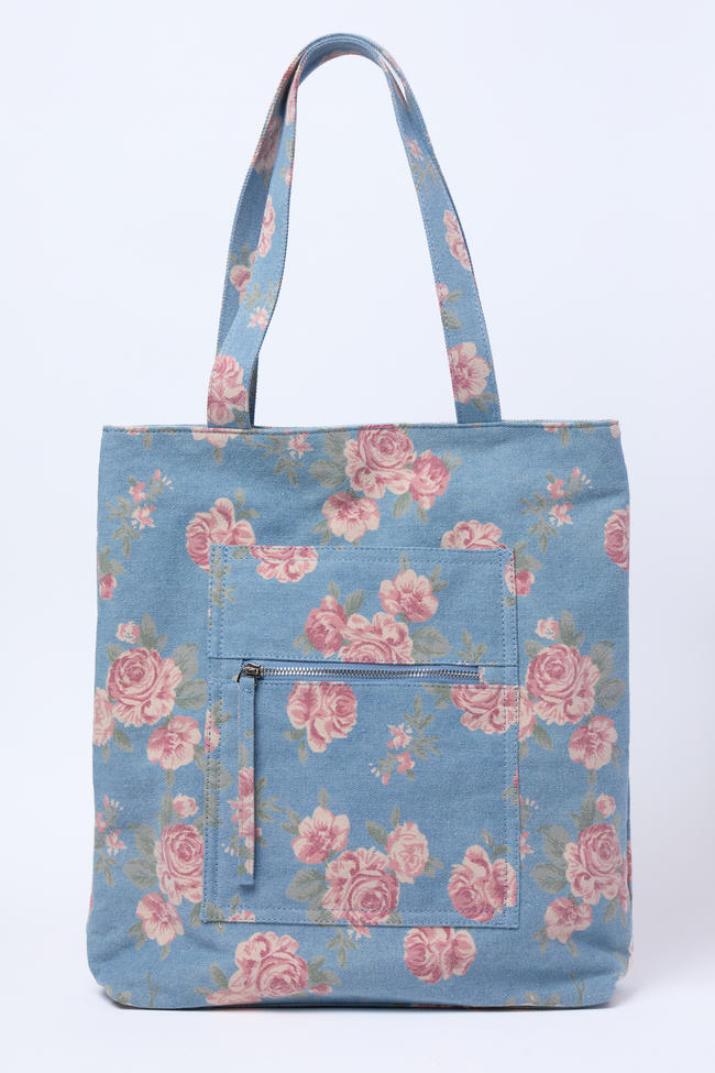 Kian Denim Rose Tote FINAL SALE