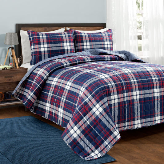 Grayson Farmhouse Plaid Reversible Quilt Set