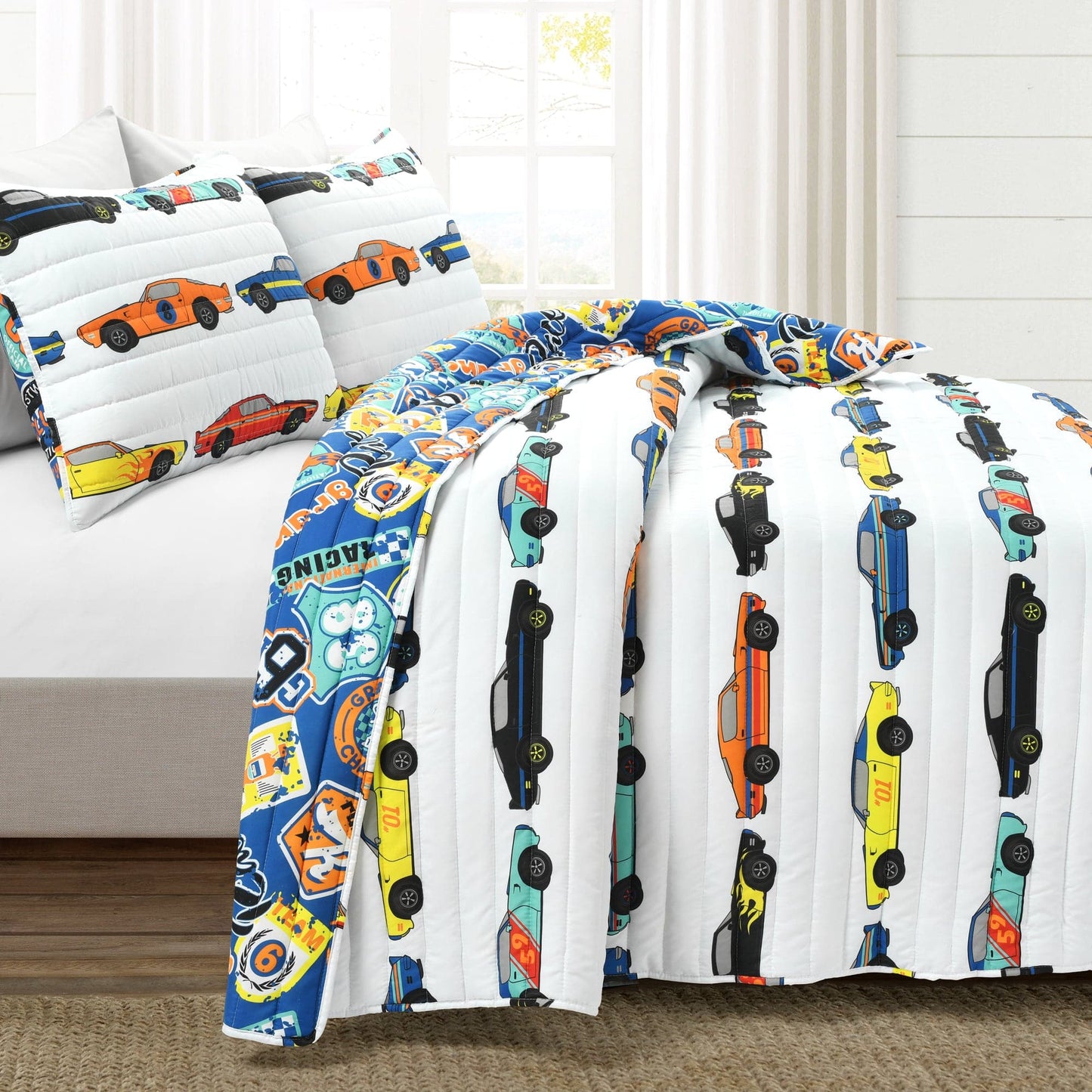 Race Cars Quilt 2 Piece Set Twin Size