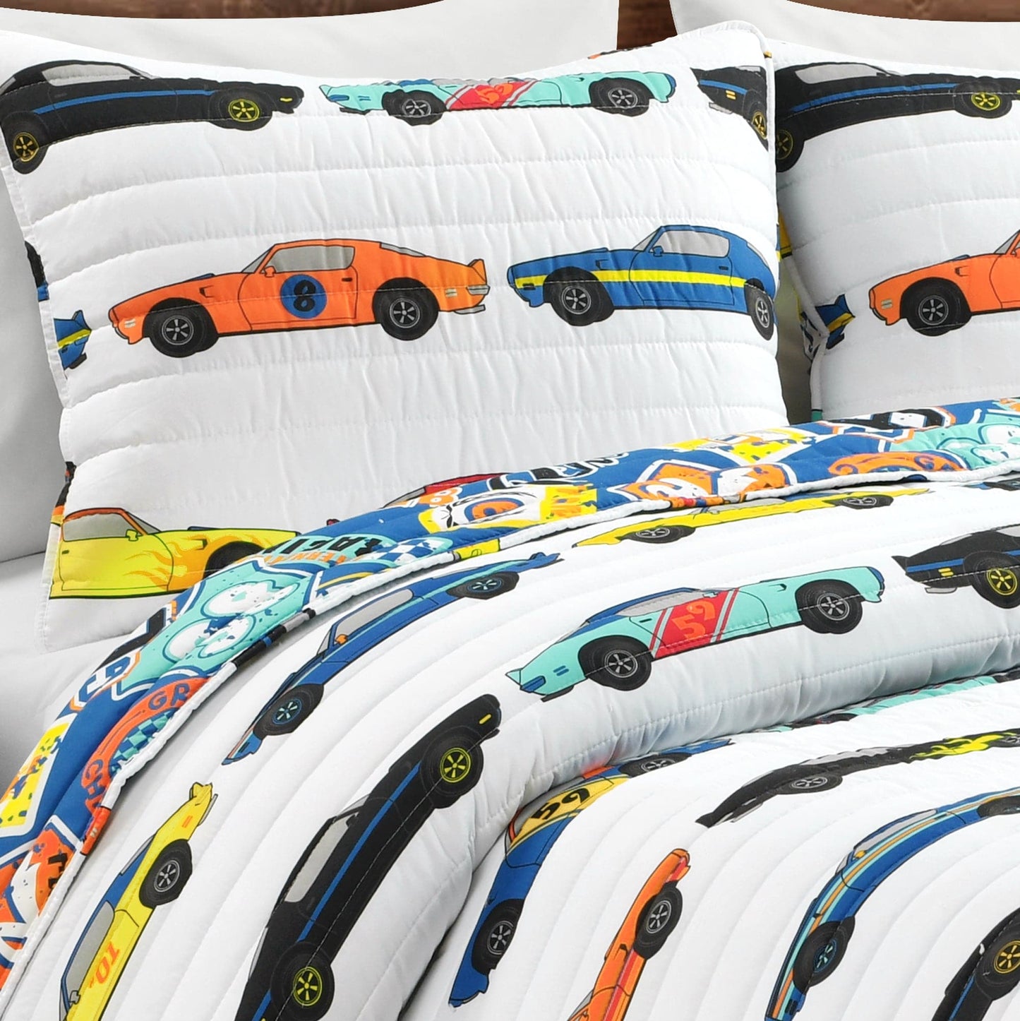 Race Cars Quilt 2 Piece Set Twin Size