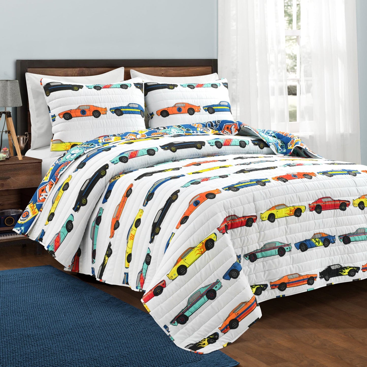 Race Cars Quilt 2 Piece Set Twin Size