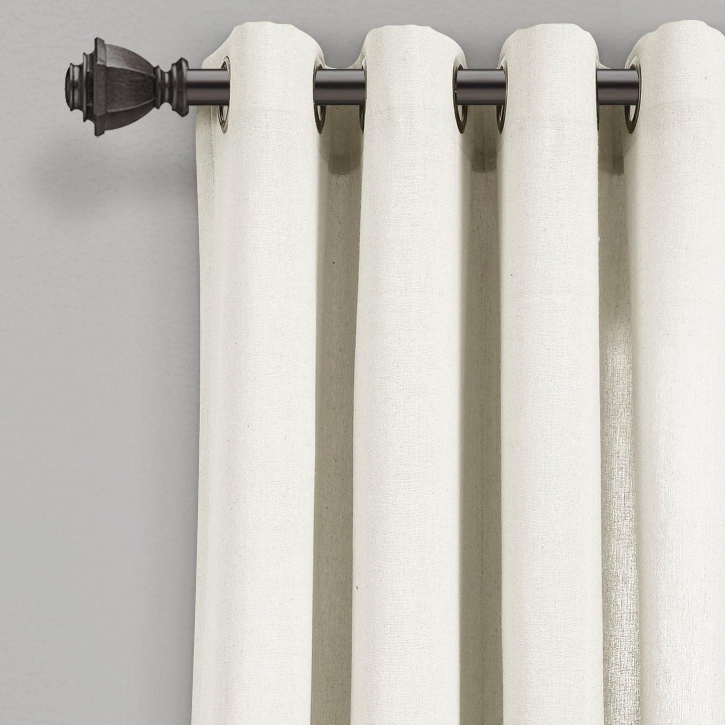 Faux Linen Grommet Window Curtain Panel Set