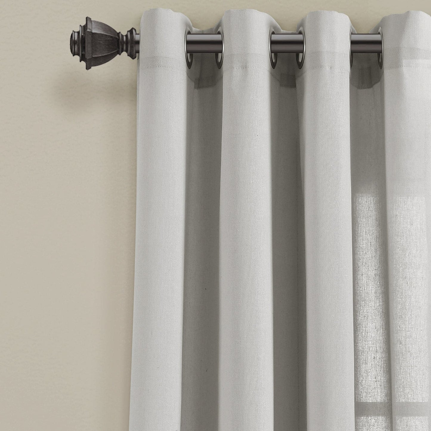 Faux Linen Grommet Window Curtain Panel Set