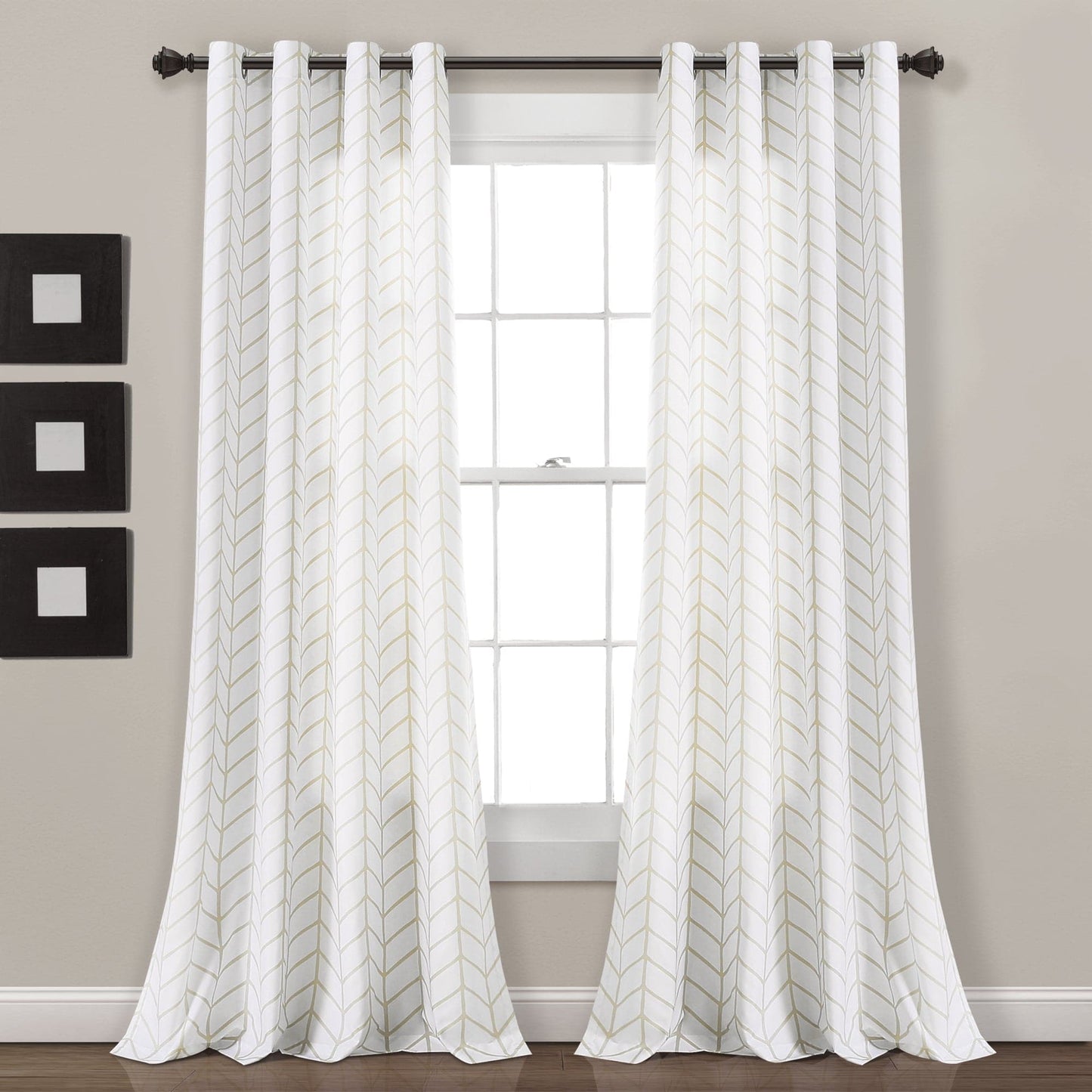 Calia Chevron Geo Window Curtain Panels Set