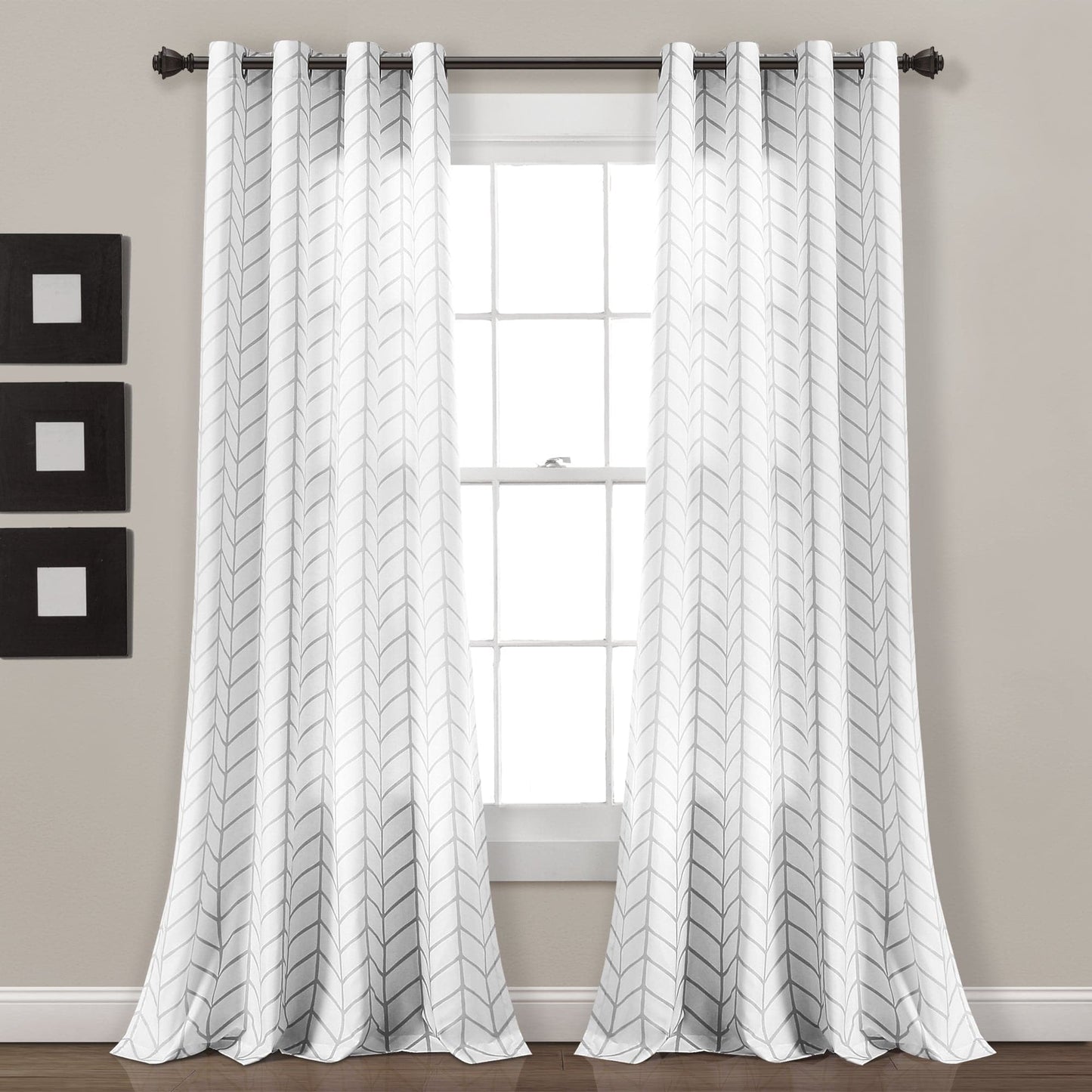 Calia Chevron Geo Window Curtain Panels Set