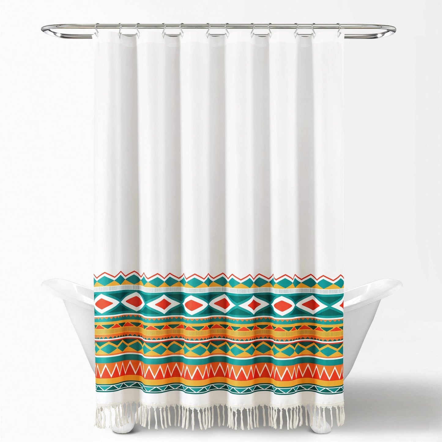 Boho Viviane Geo Fringe Shower Curtain