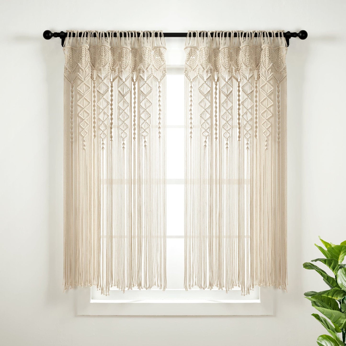 Boho Macrame Textured Cotton Window Curtain