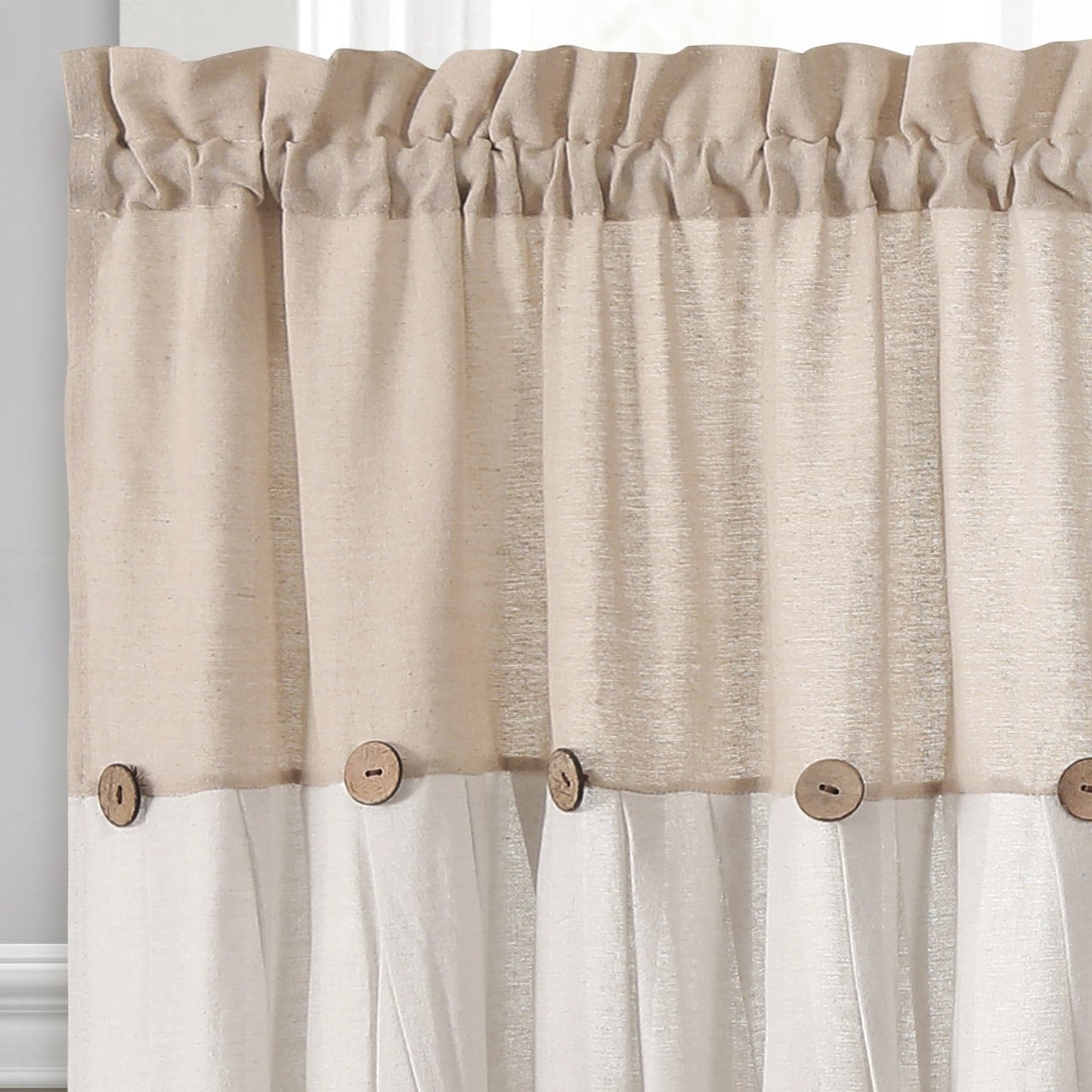 Linen Button Kitchen Window Tiers Set