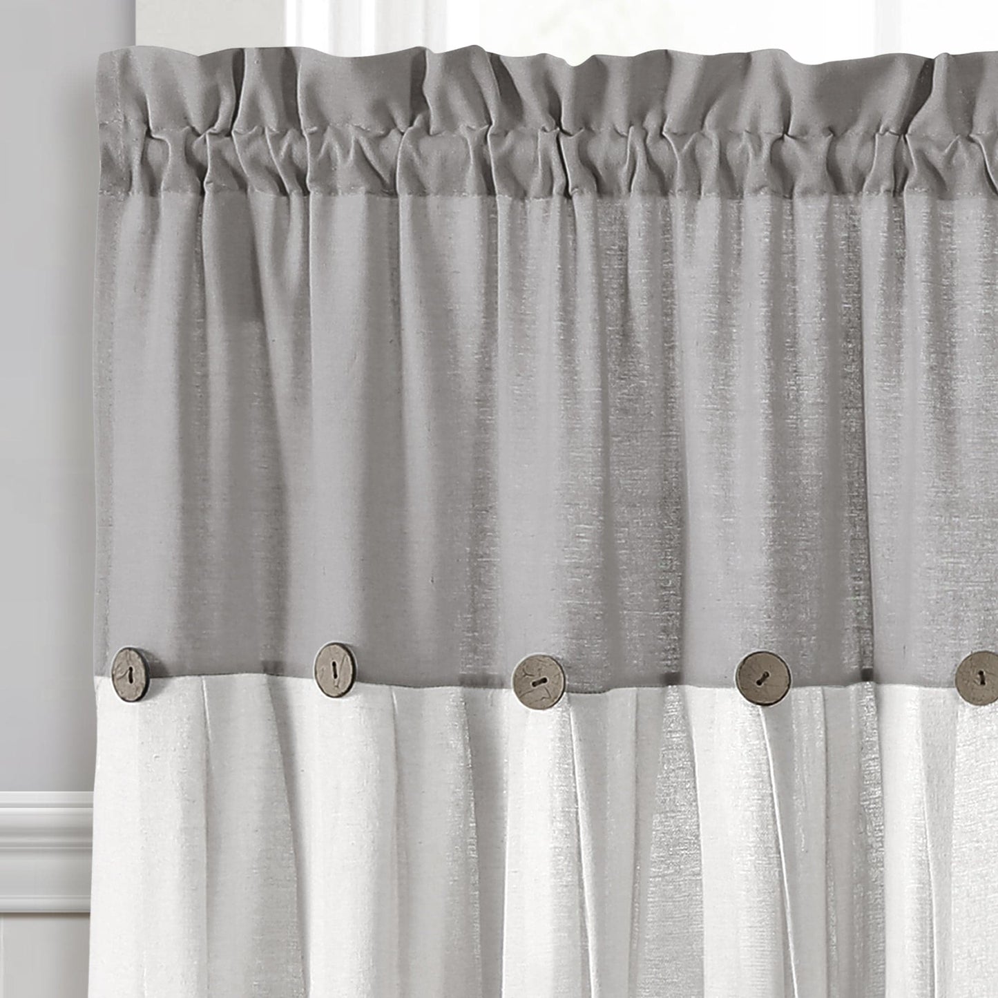 Linen Button Kitchen Window Tiers Set