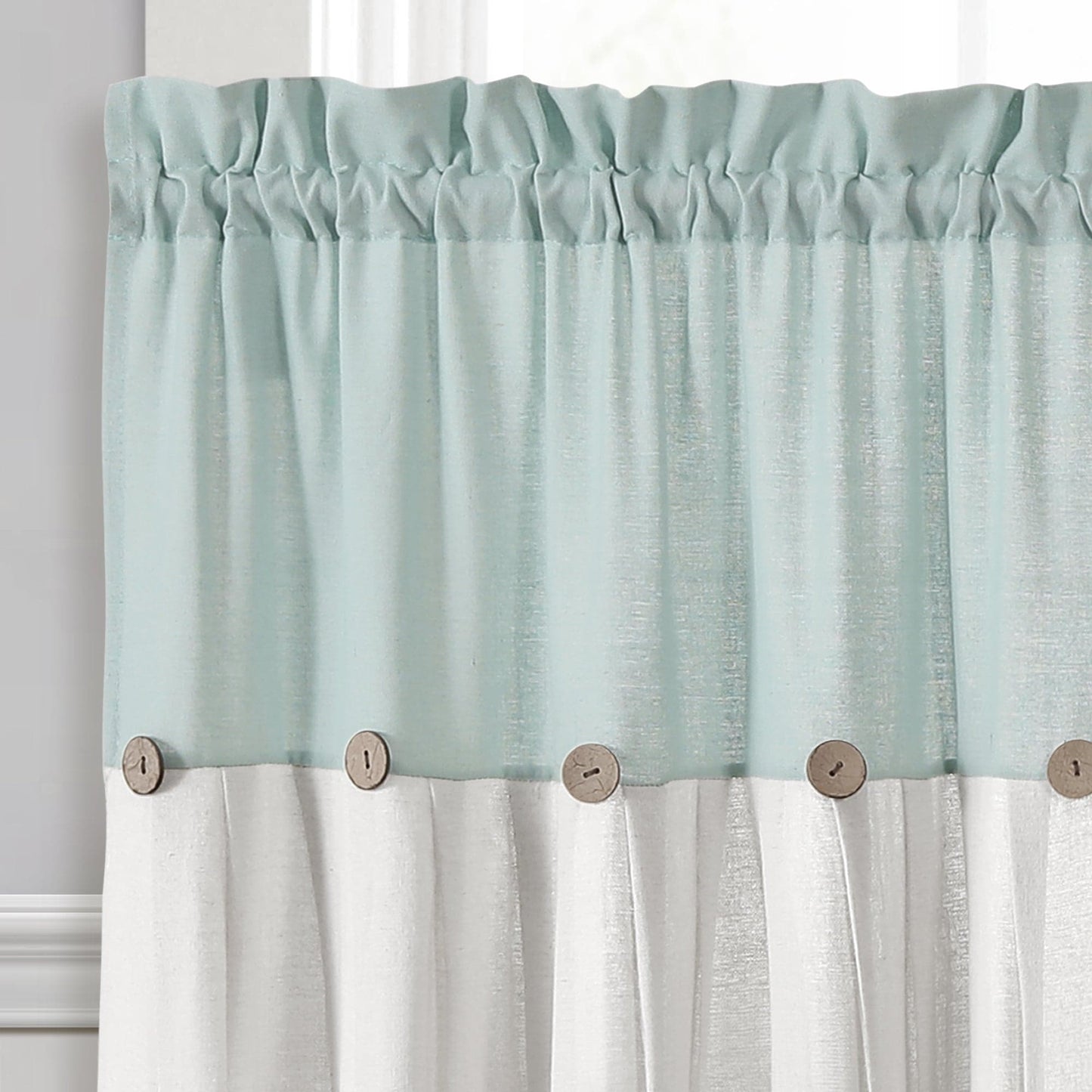 Linen Button Kitchen Window Tiers Set