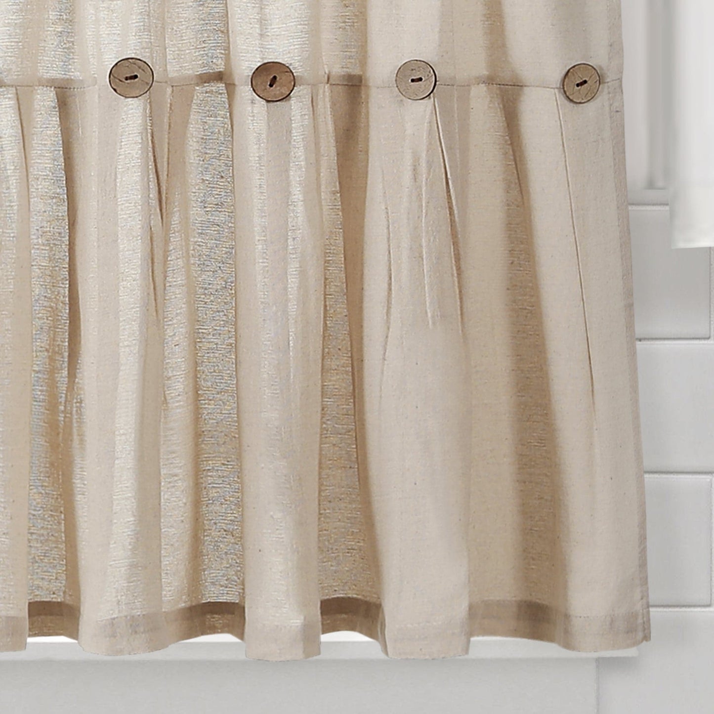 Linen Button Kitchen Window Tiers Set