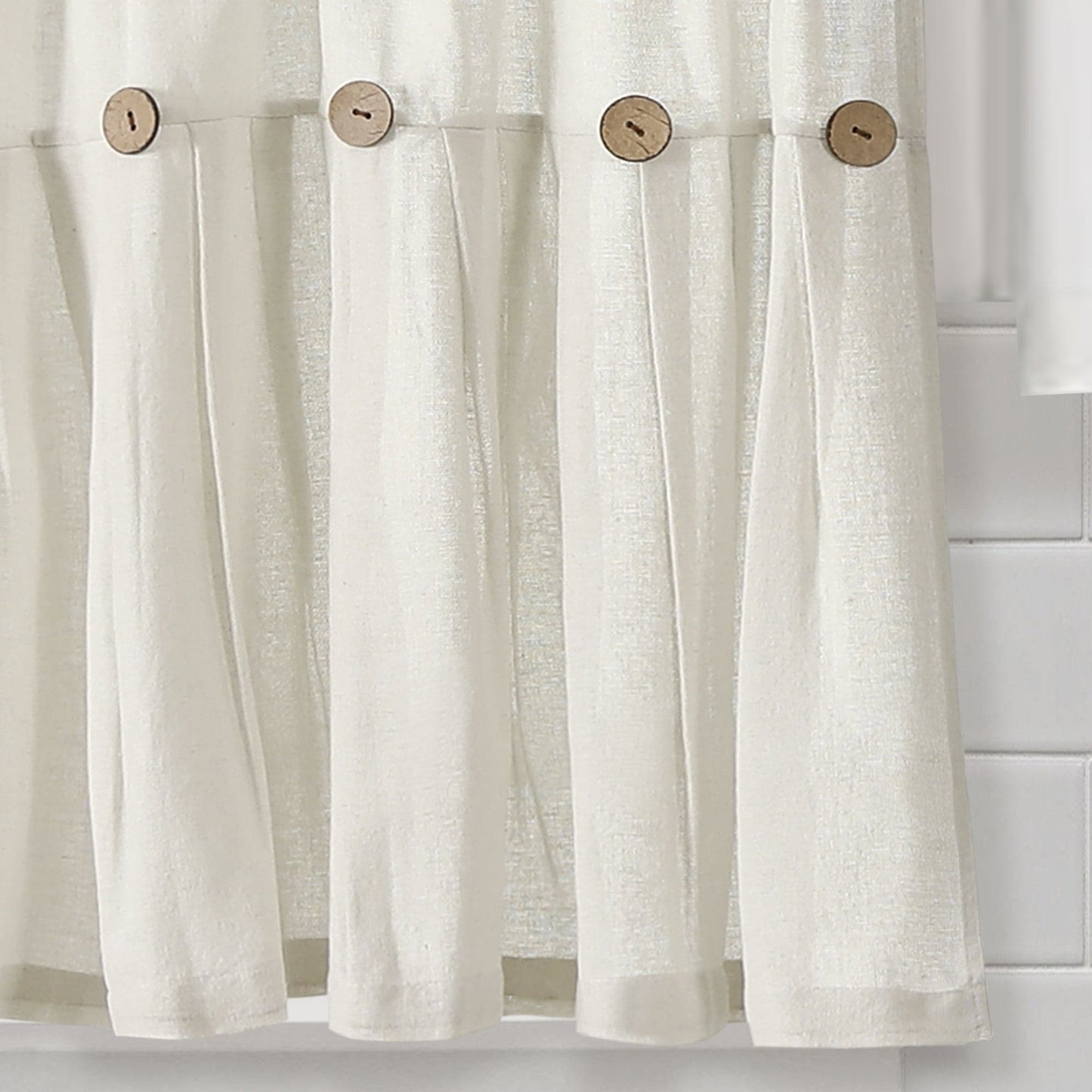 Linen Button Kitchen Window Tiers Set