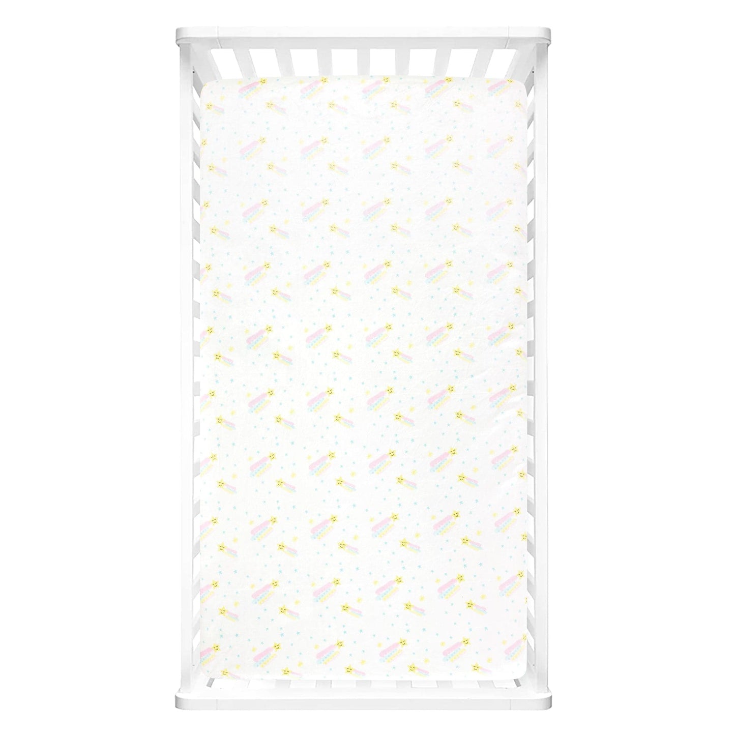 Sunshine Rainbow Shooting Stars Soft & Plush Fitted Crib Sheet