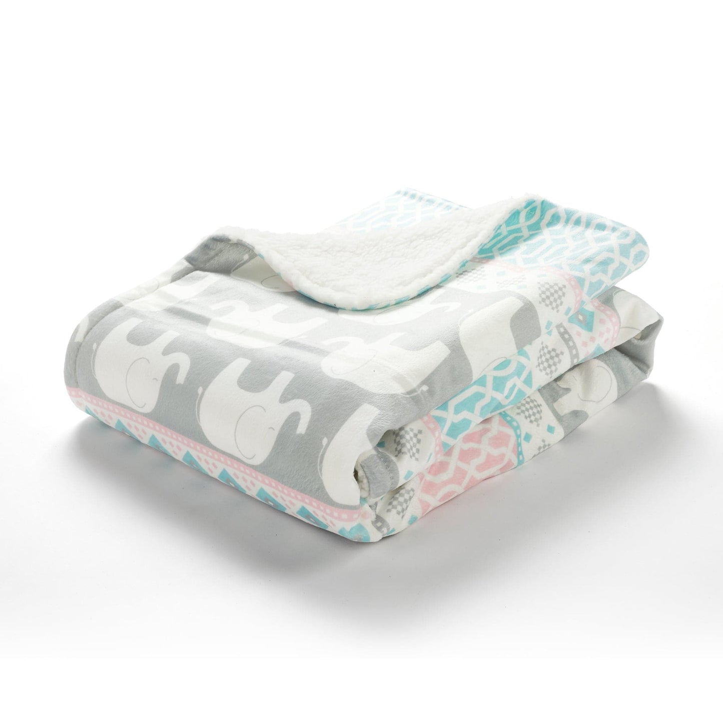 Elephant Stripe Soft Sherpa Baby Blanket