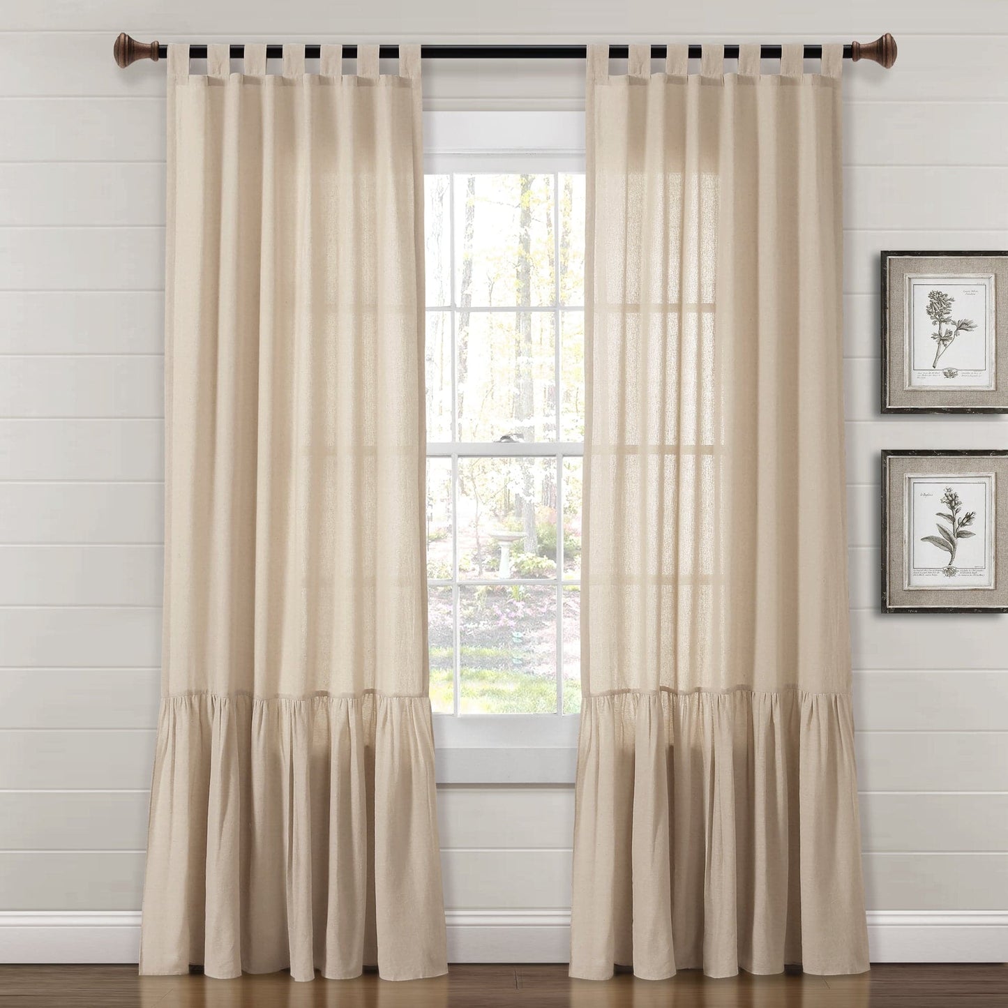 Farmhouse Faux Linen Tab Top Window Curtain Panel