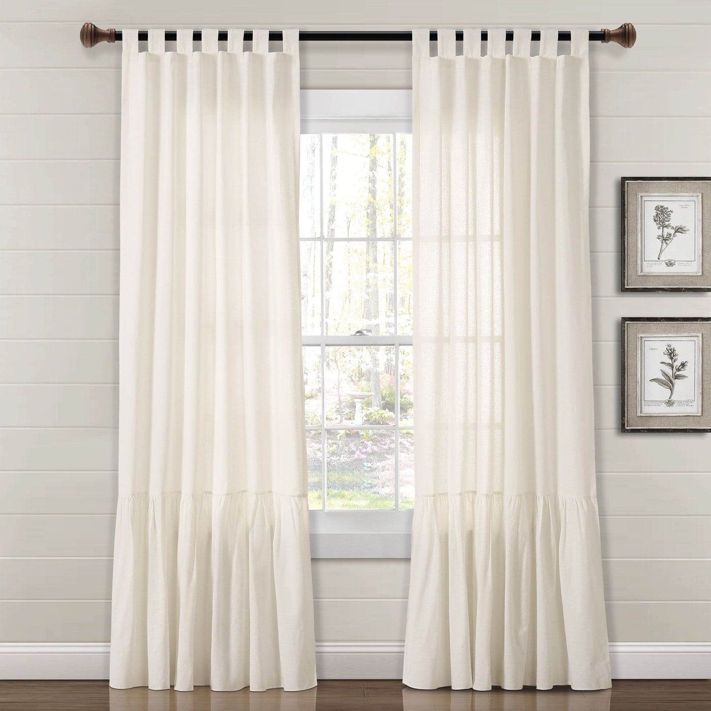 Farmhouse Faux Linen Tab Top Window Curtain Panel