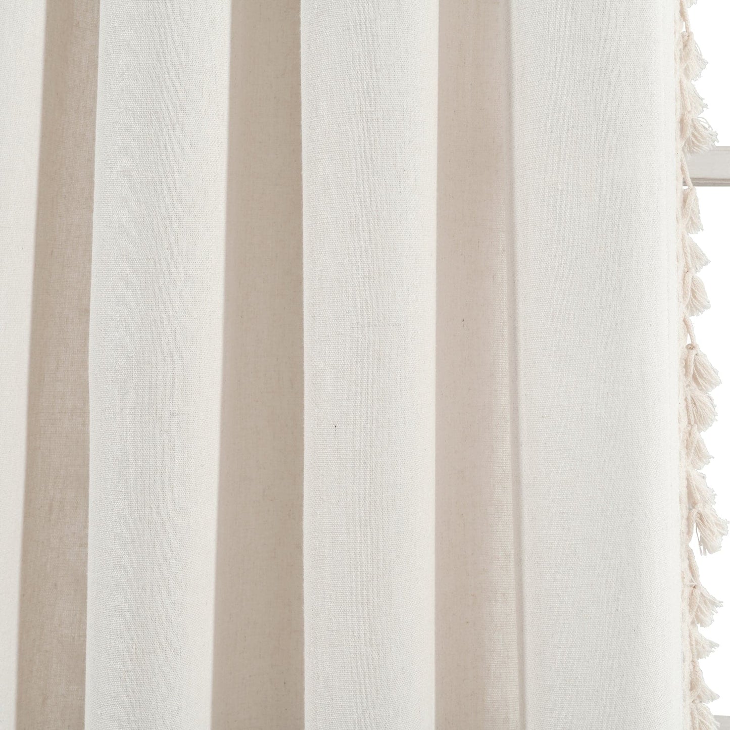 Faux Linen Tassel Window Curtain Panel