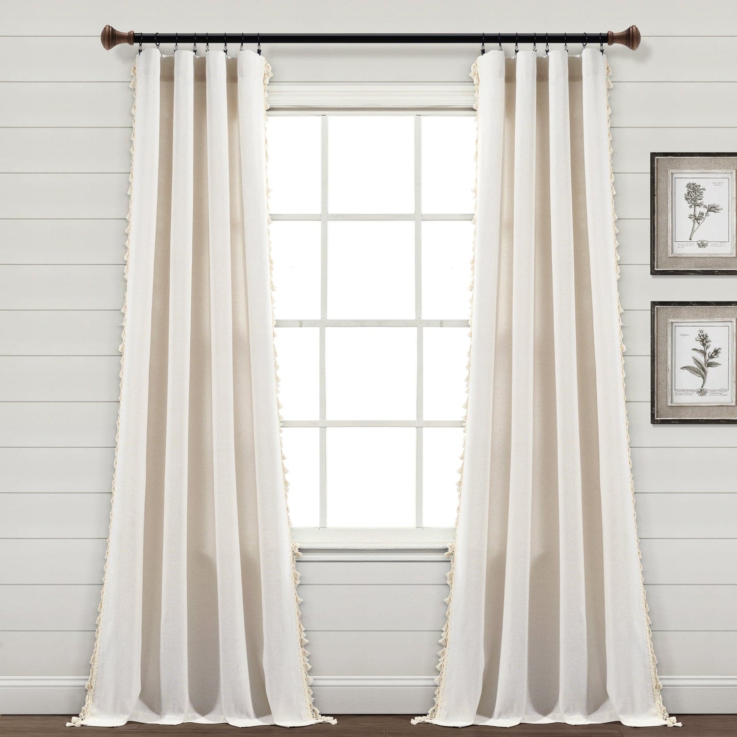 Faux Linen Tassel Window Curtain Panel