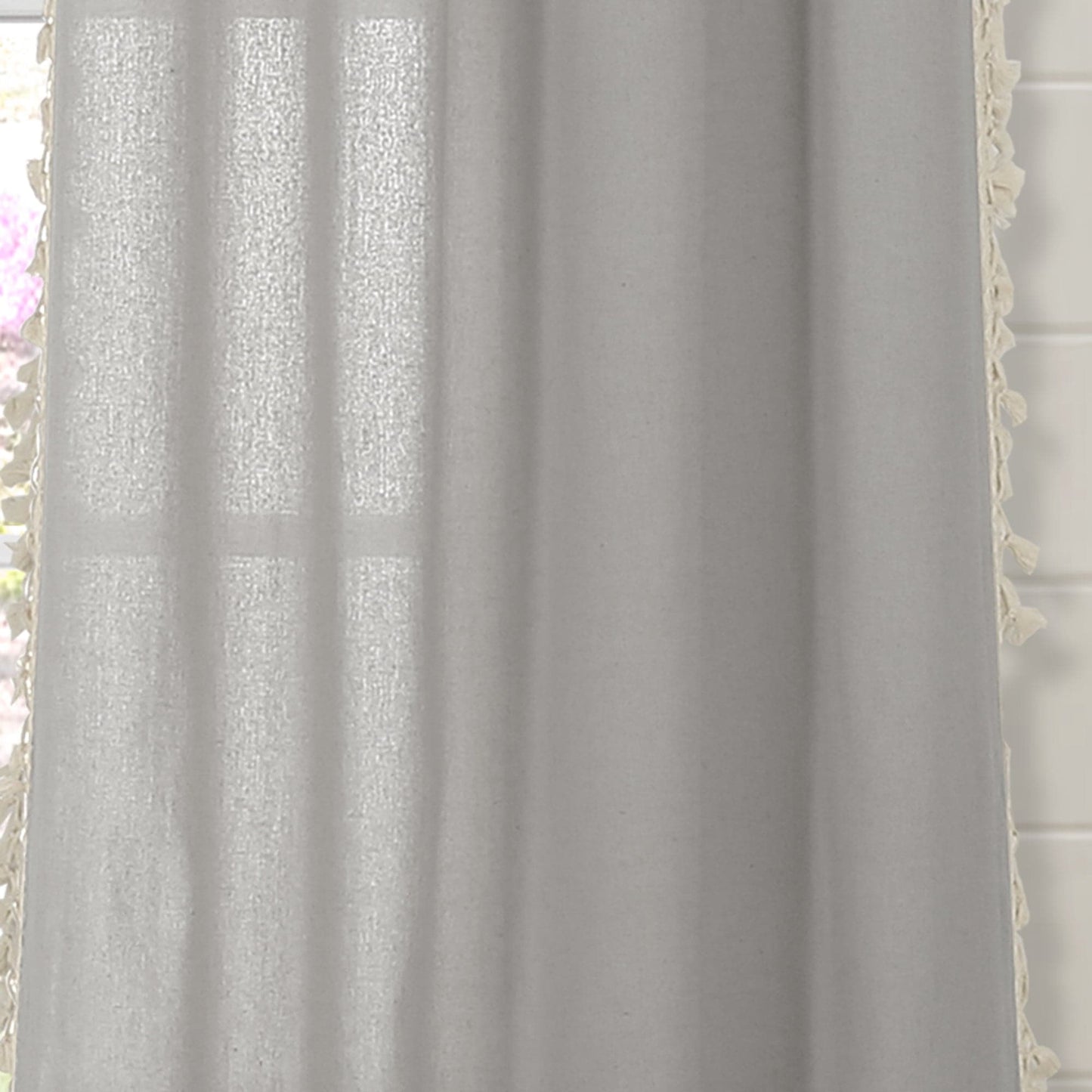 Faux Linen Tassel Window Curtain Panel