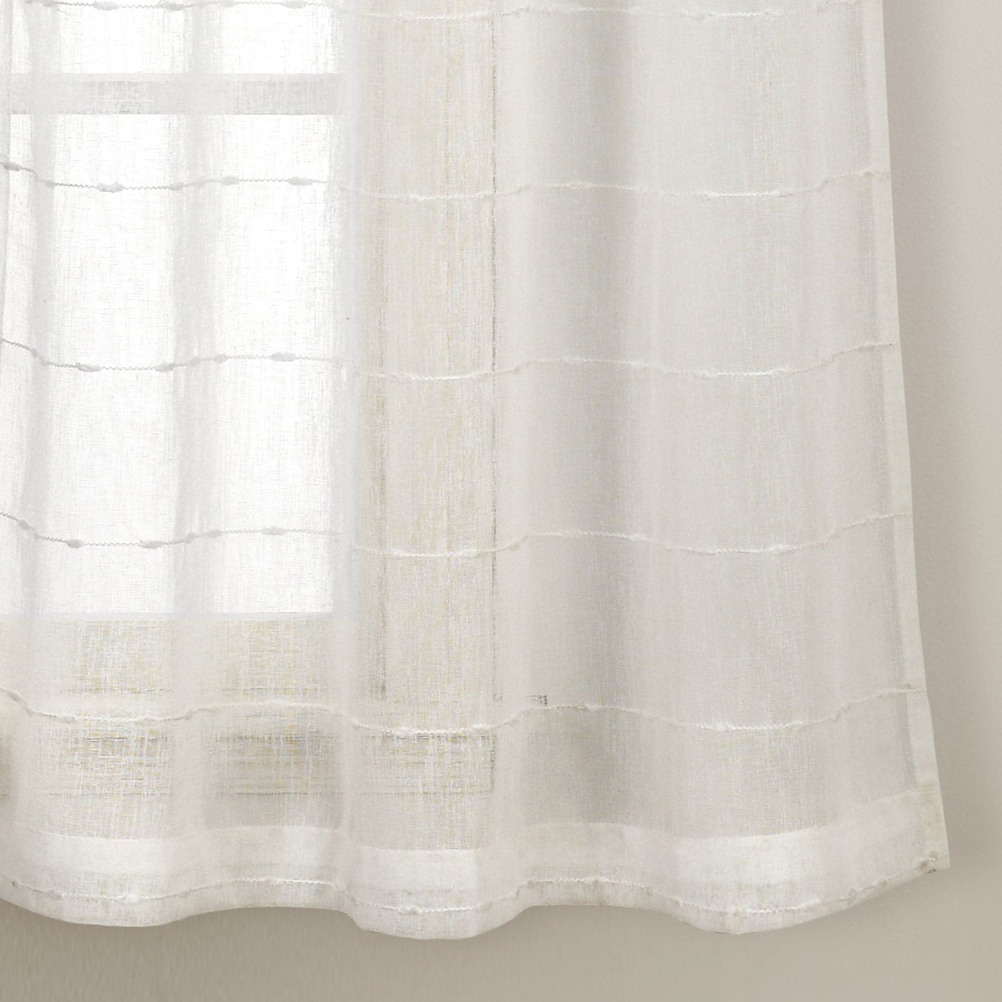 Farmhouse Textured Grommet Sheer Window Curtain Panel Set