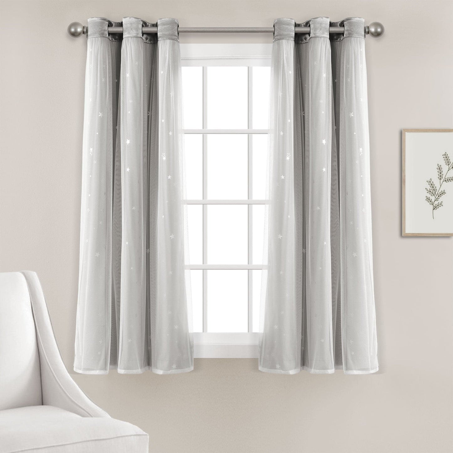 Star Sheer Insulated Grommet Blackout Curtain Panel Set