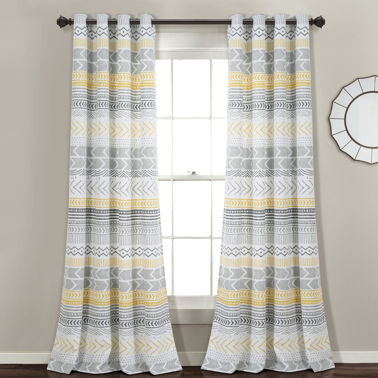 Hygge Geo Light Filtering Window Curtain Panel Set