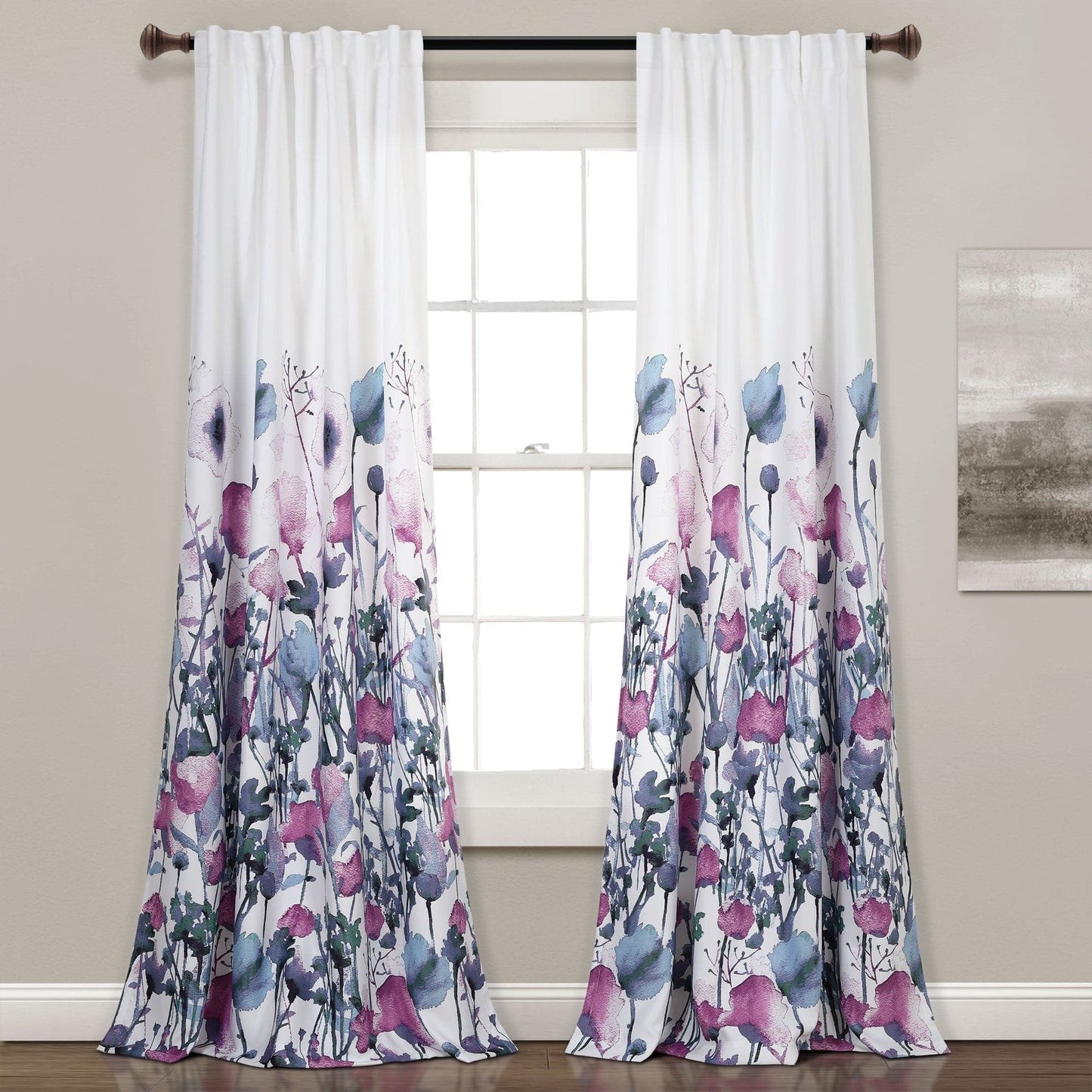 Zuri Flora Light Filtering Window Curtain Panel Set