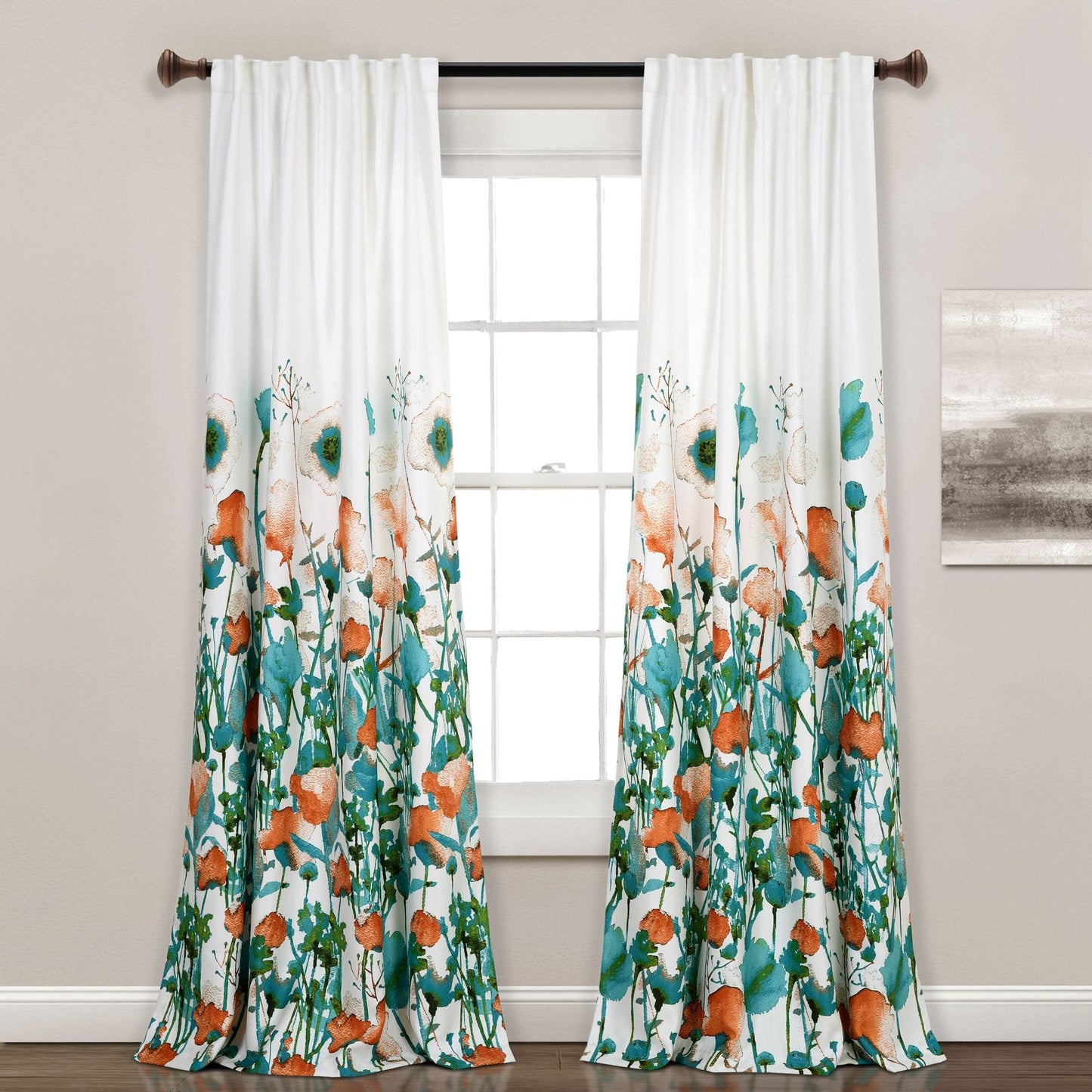 Zuri Flora Light Filtering Window Curtain Panel Set