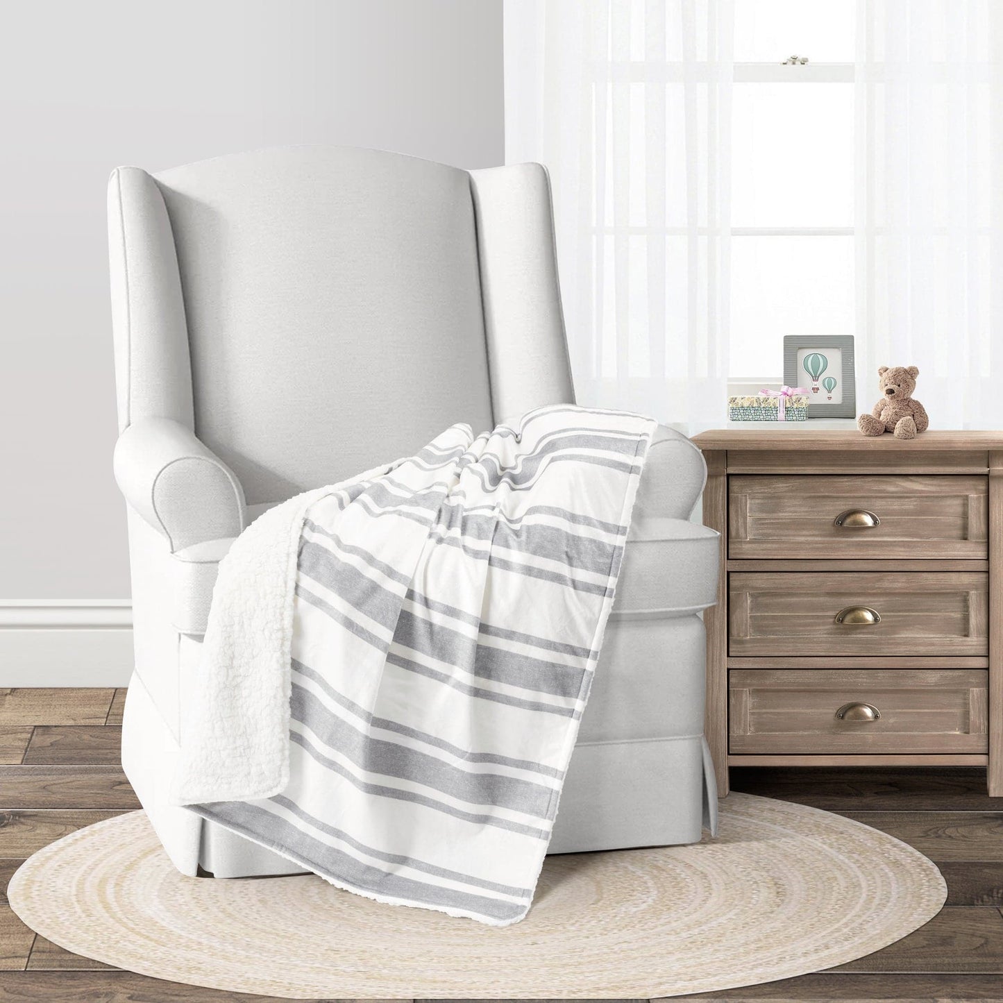 Farmhouse Stripe Soft Sherpa Baby Blanket