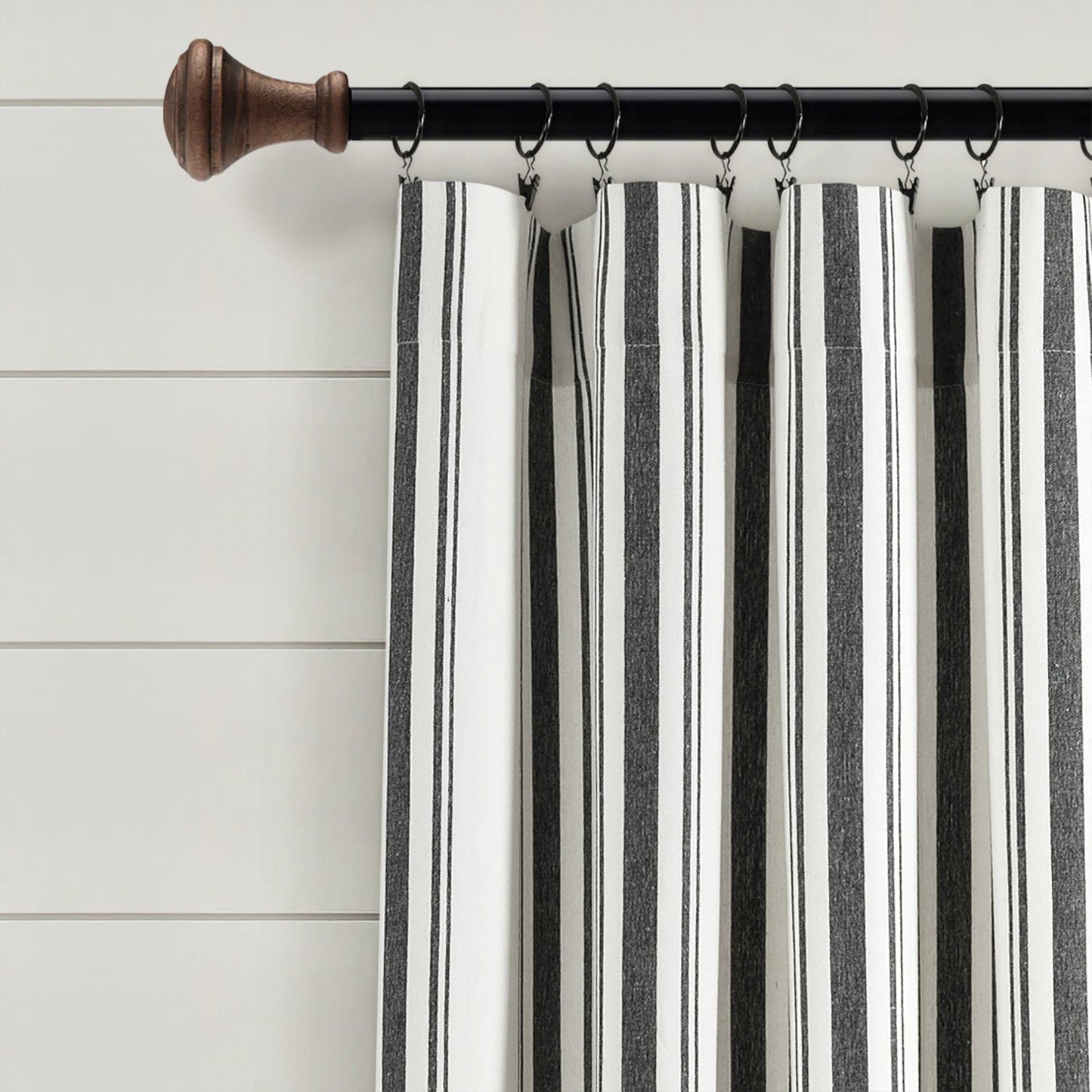 Farmhouse Stripe Yarn Dyed Recycled Cotton Window Curtain Panel Set