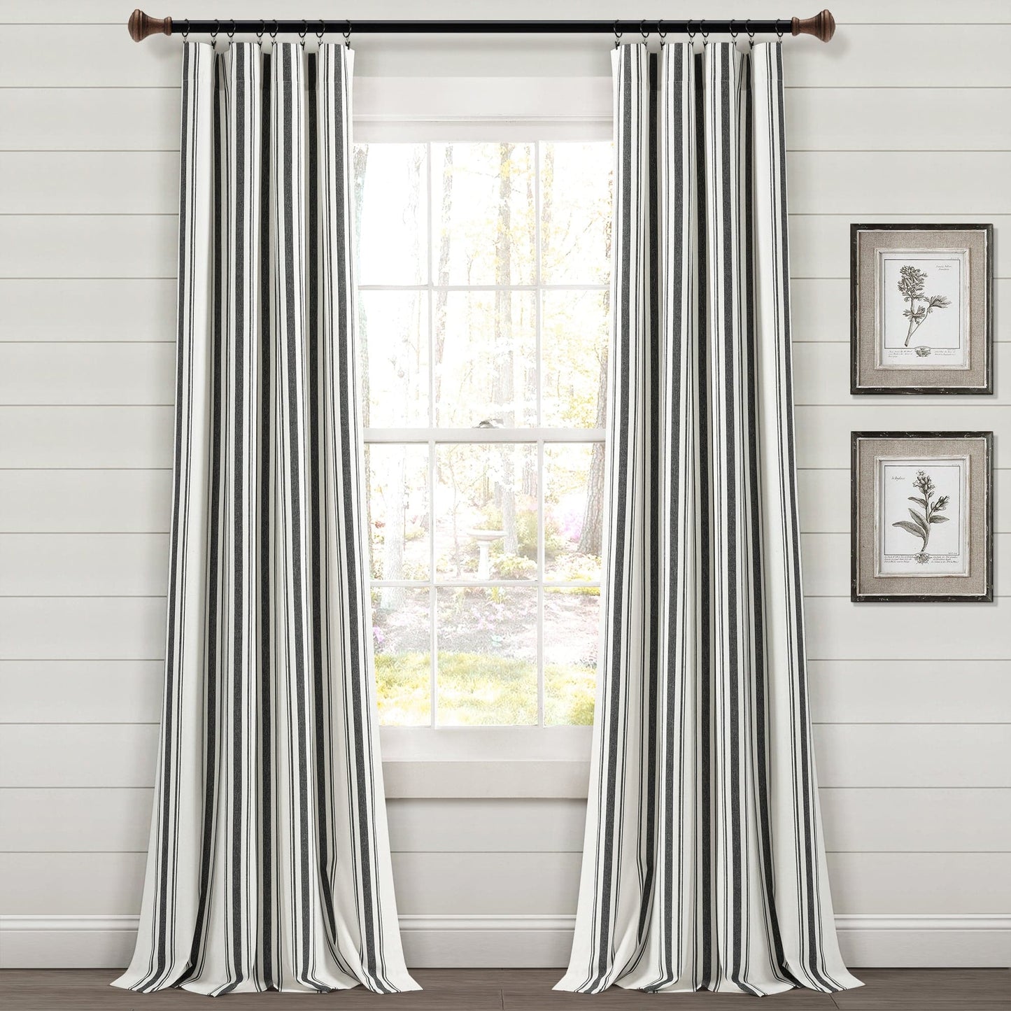 Farmhouse Stripe Yarn Dyed Recycled Cotton Window Curtain Panel Set