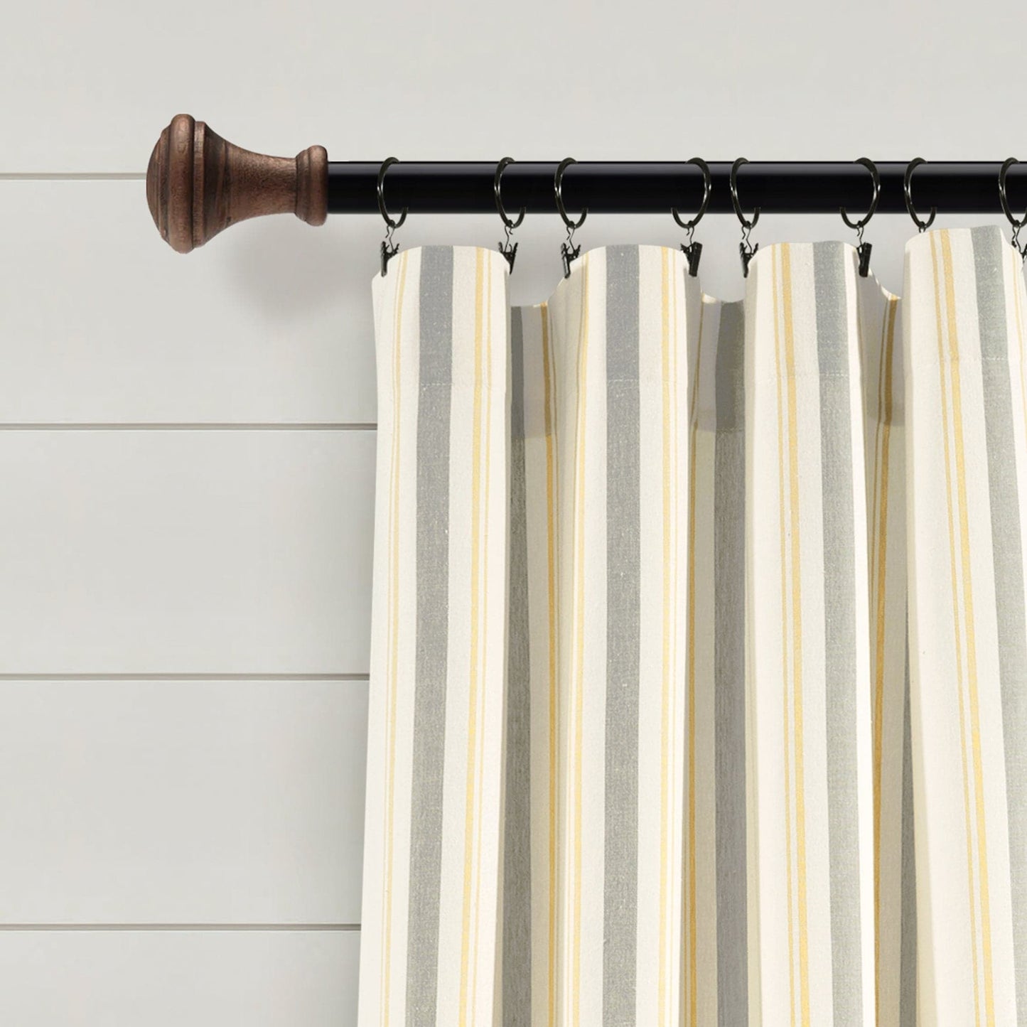 Farmhouse Stripe Yarn Dyed Recycled Cotton Window Curtain Panel Set