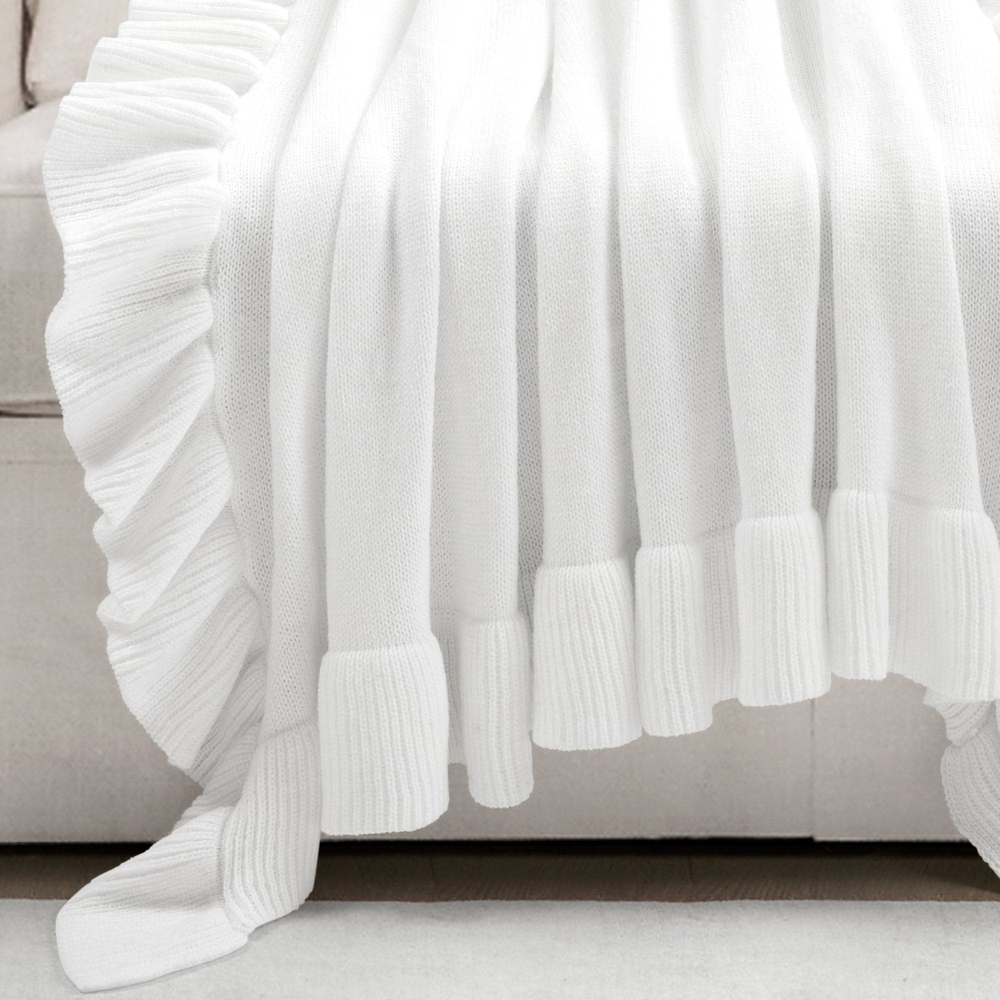 Reyna Soft Knitted Ruffle Throw