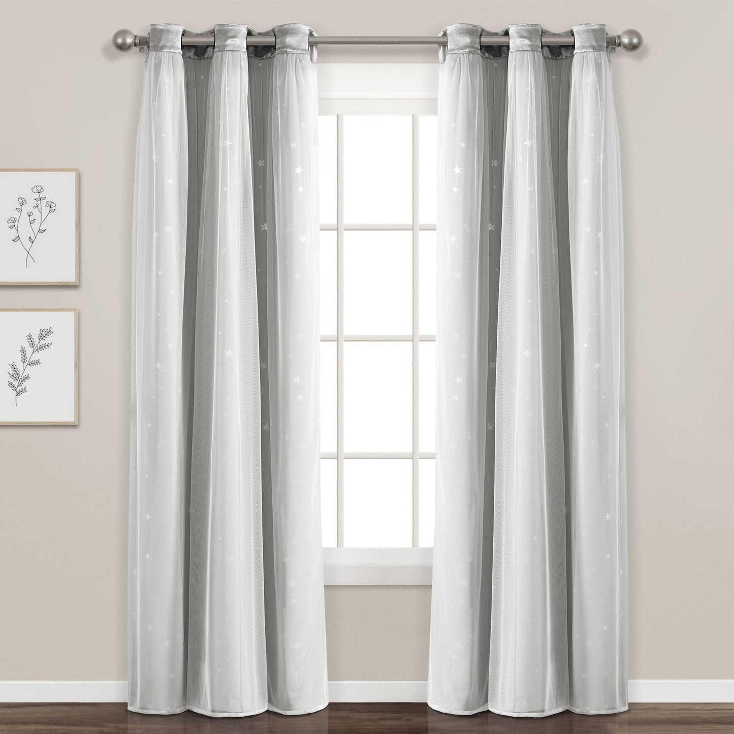 Star Sheer Insulated Grommet Blackout Curtain Panel Set