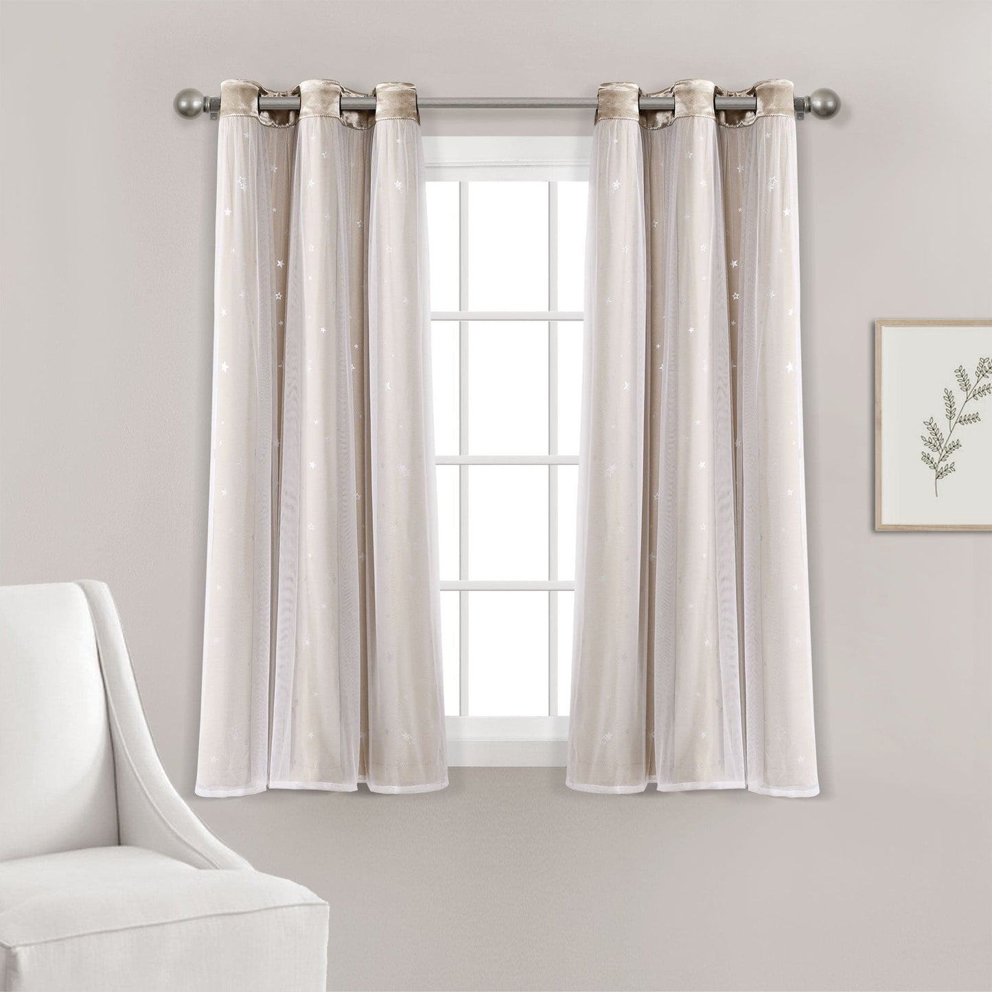 Star Sheer Insulated Grommet Blackout Curtain Panel Set