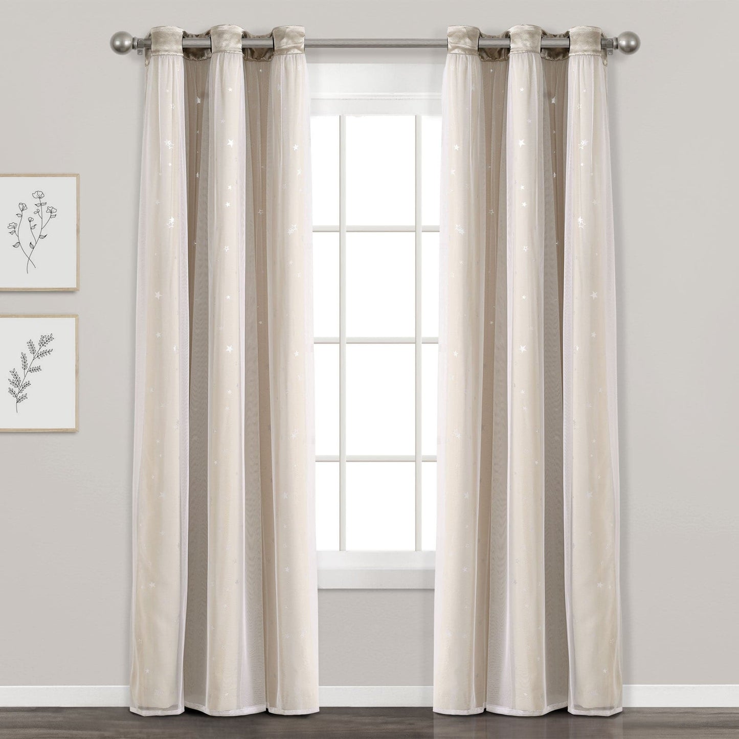 Star Sheer Insulated Grommet Blackout Curtain Panel Set