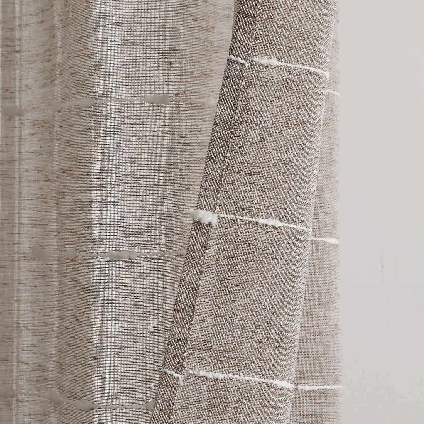 Farmhouse Textured Grommet Sheer Window Curtain Panel Set