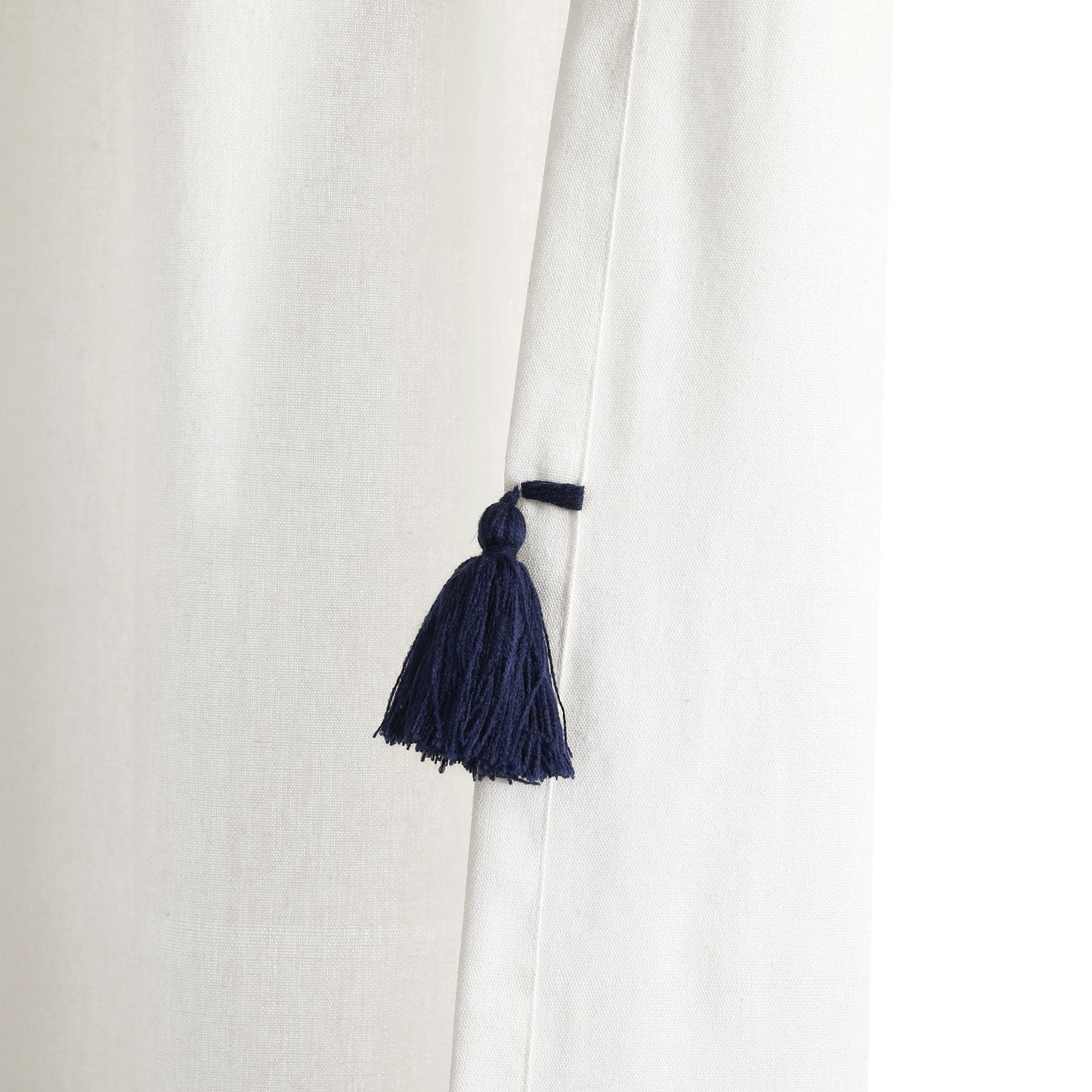 Boho Faux Linen Texture Tassel Window Curtain Panel