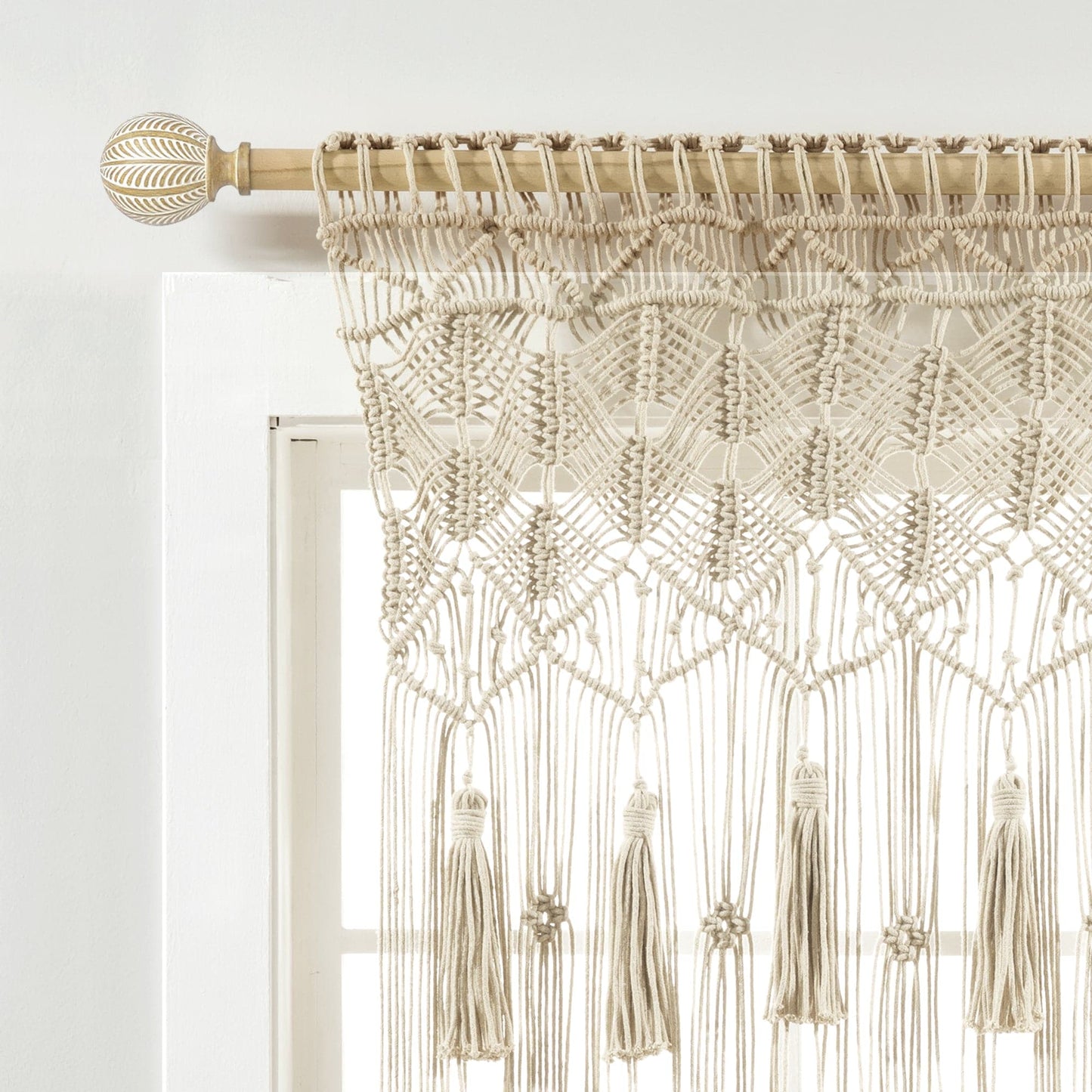 Boho Macrame Tassel Cotton Valance