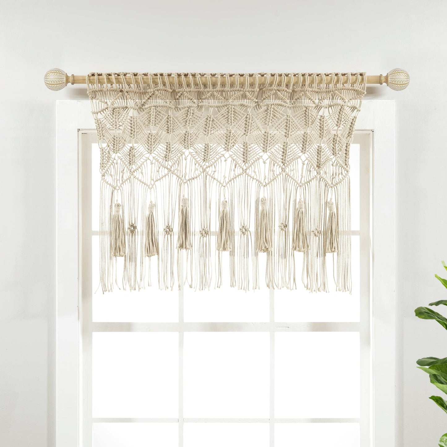 Boho Macrame Tassel Cotton Valance