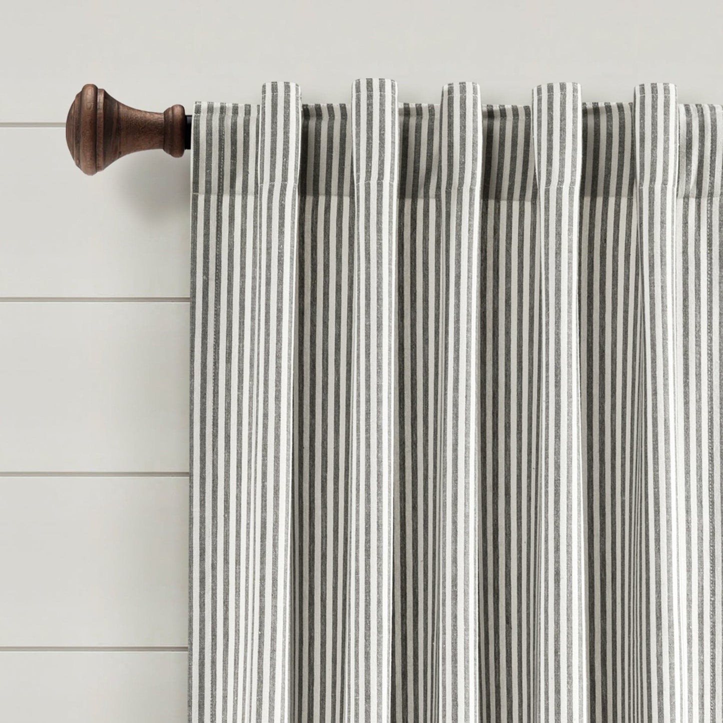 Farmhouse Vintage Stripe Recycled Cotton Window Curtain Panel Set