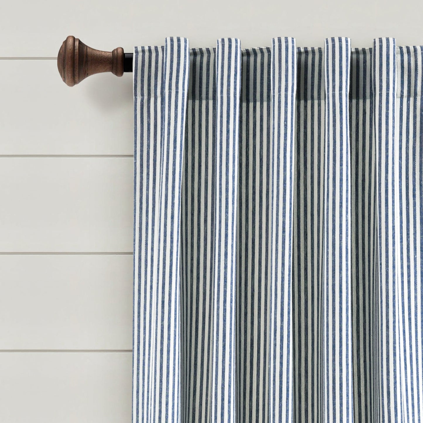 Farmhouse Vintage Stripe Recycled Cotton Window Curtain Panel Set