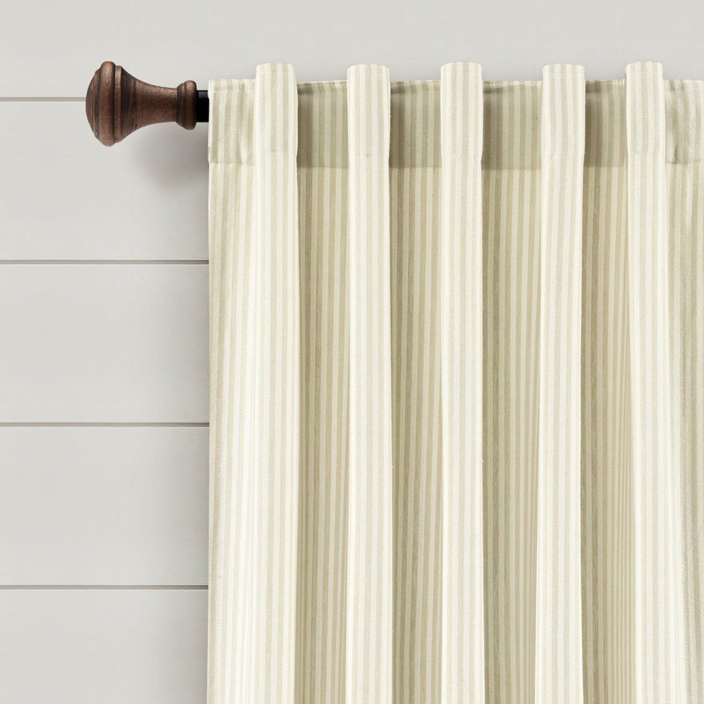 Farmhouse Vintage Stripe Recycled Cotton Window Curtain Panel Set