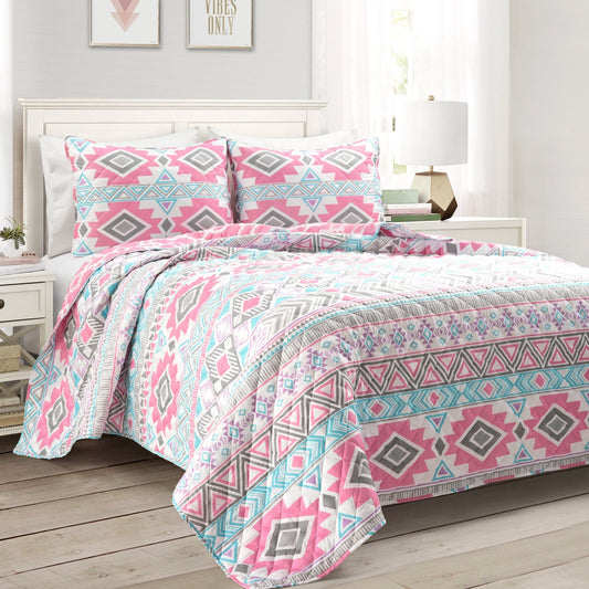 Navajo Stripe Malibu Reversible Oversized Quilt Set