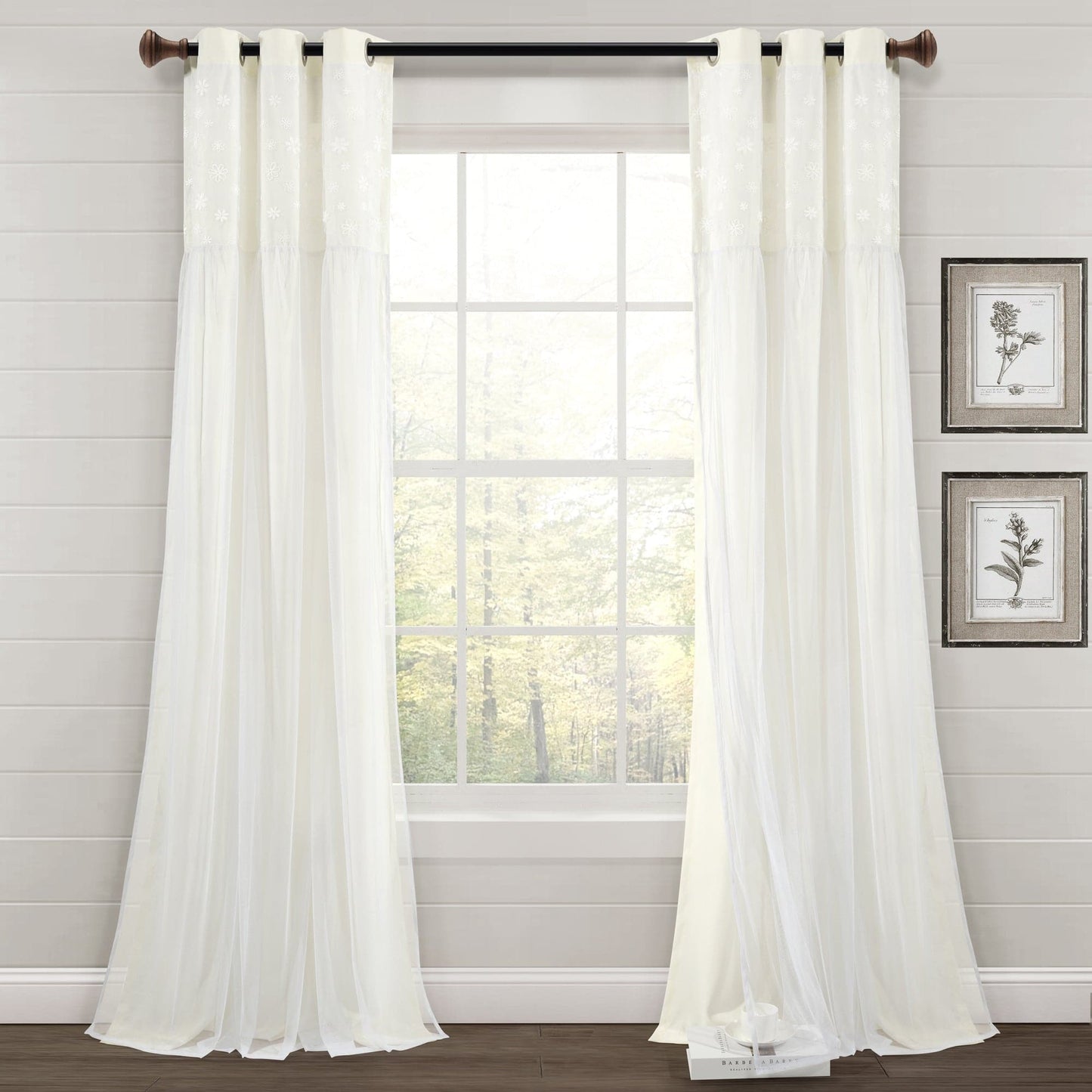 Dylin Flower Embroidery Window Curtain Panel