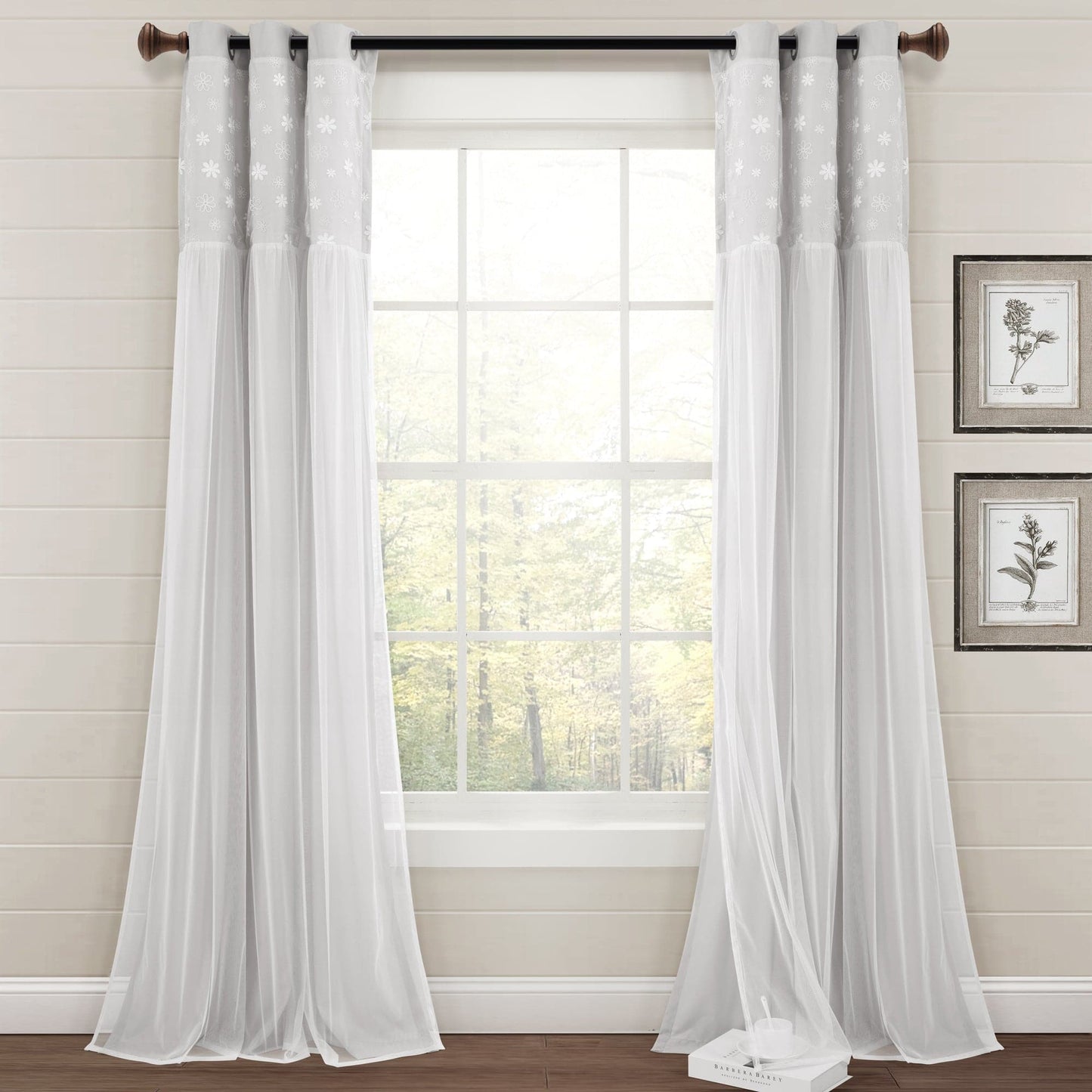 Dylin Flower Embroidery Window Curtain Panel