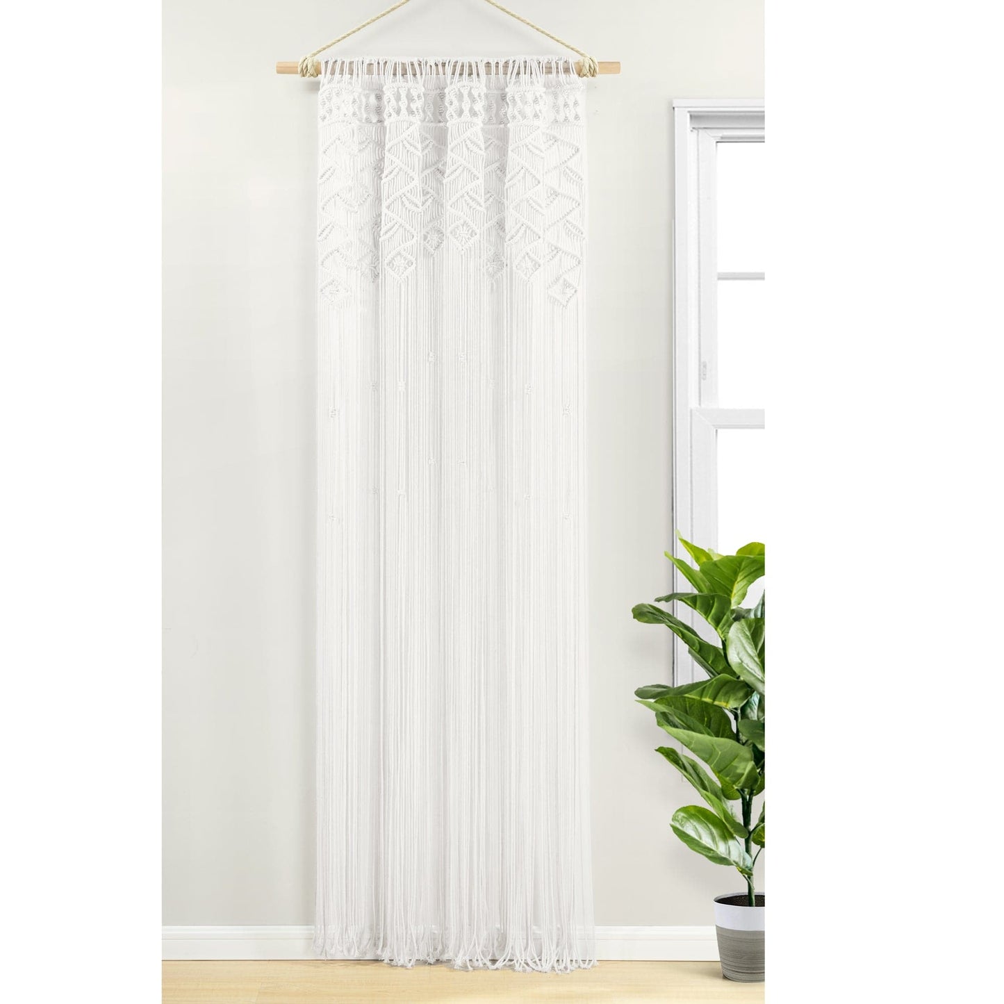 Boho Macrame Leaf Cotton Window Curtain