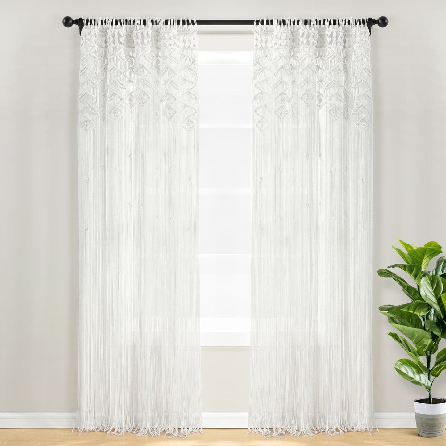 Boho Macrame Leaf Cotton Window Curtain