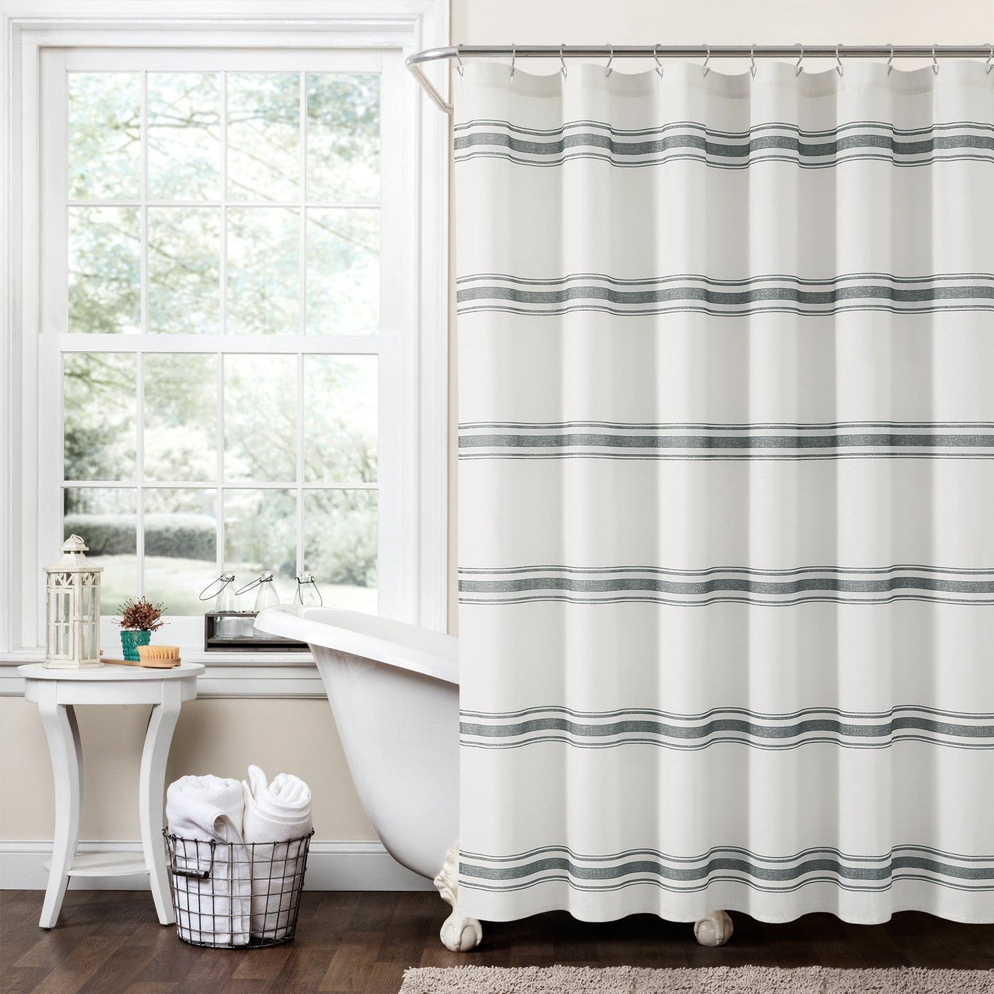 Farmhouse Stripe 100% Cotton Shower Curtain